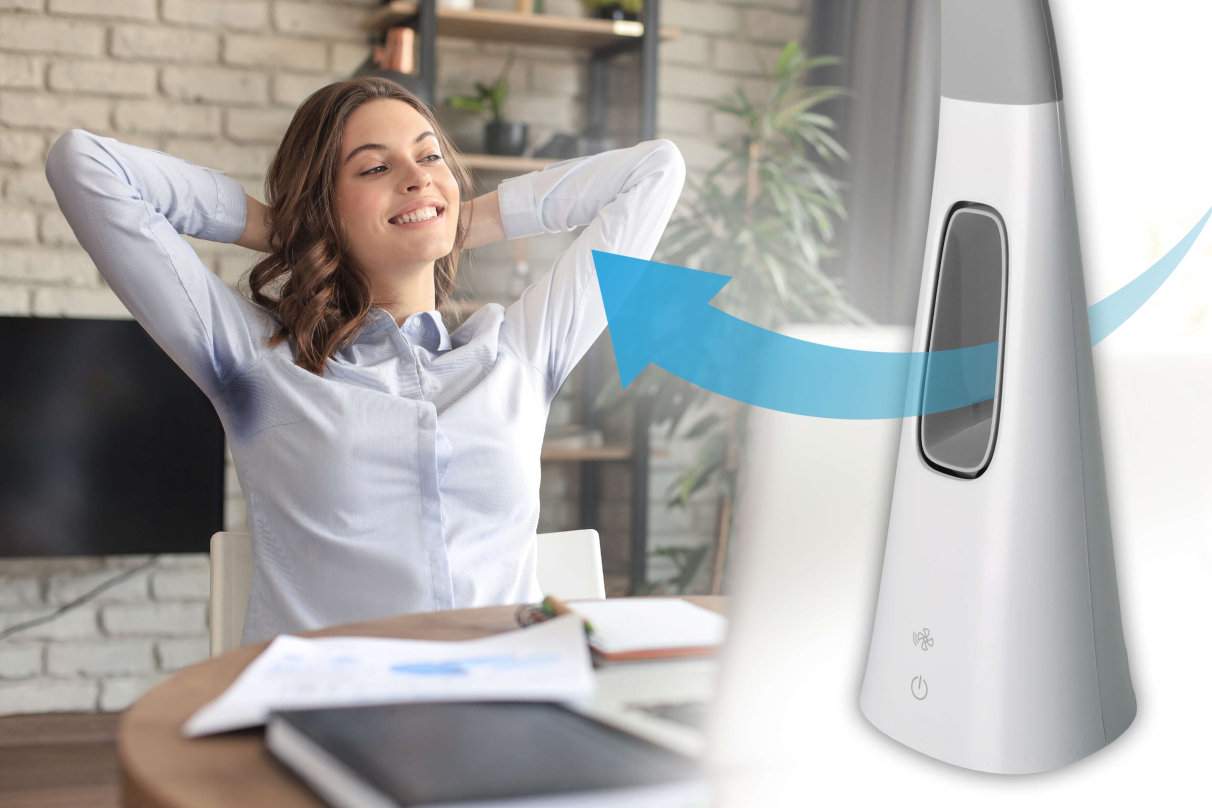 näve Tischleuchte »LED Tischventilator Ventu« LED-Modul 1 Stk. Kaltweiß mit Beleuchtung dimmbar, Ventilator 3stufig regulierbar, Touchschalter