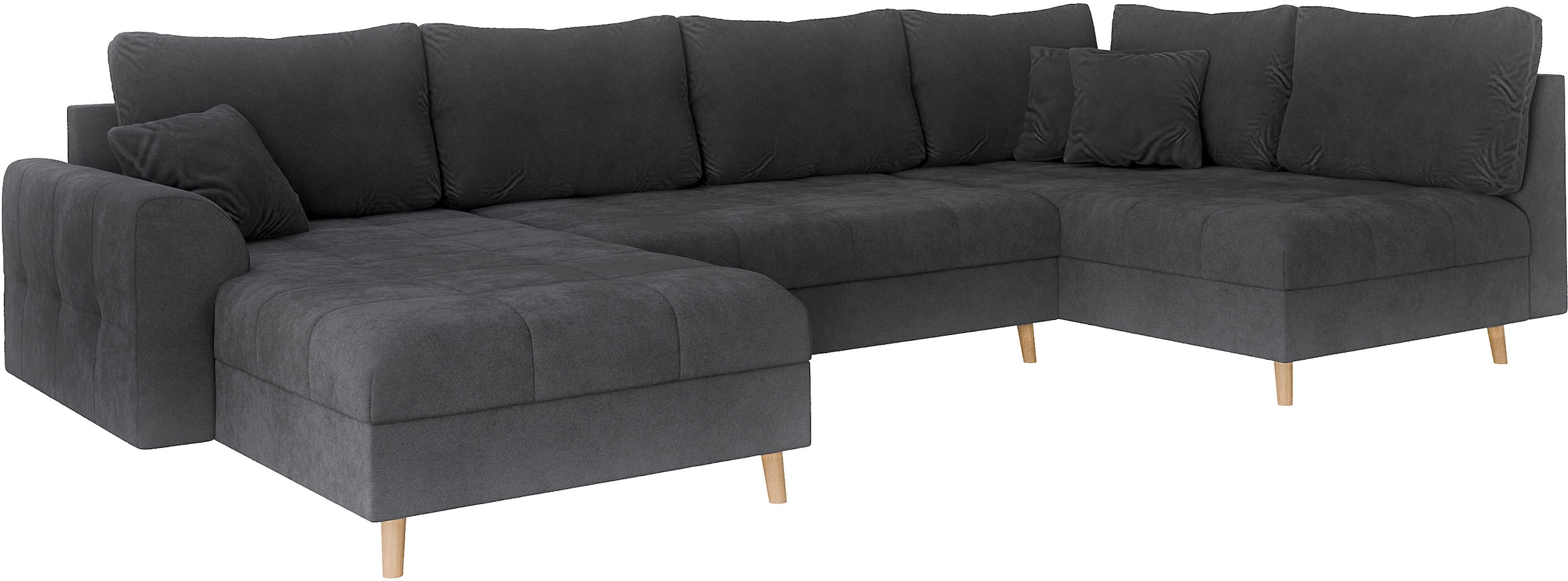 Home affaire Wohnlandschaft »CHARRE U-Form mit Ottomane, Maße B/T/H: 310/161/81 cm« feine Steppung, lose Rücken- und Zierkissen, auch in Cord und Bouclé