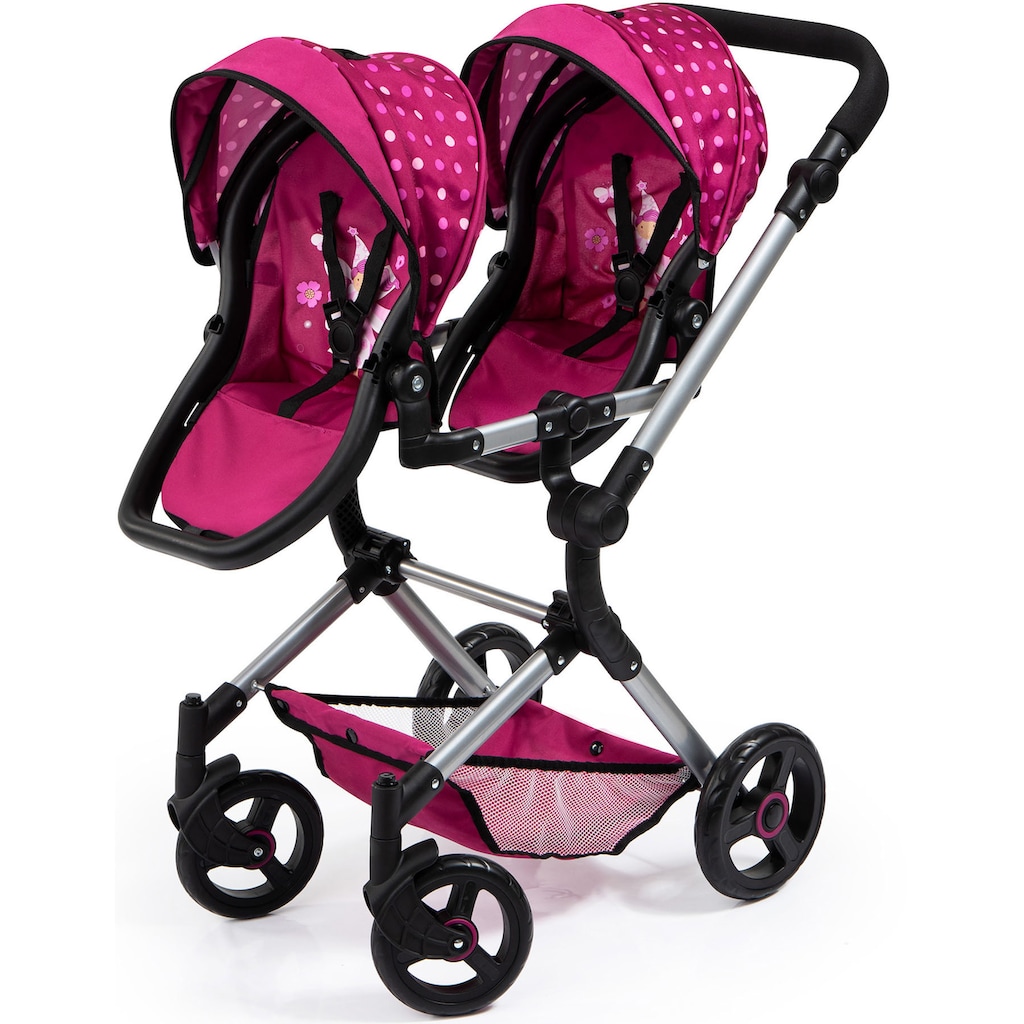 Bayer Puppen-Zwillingsbuggy »Twin Neo, bordeaux«, mit Wickeltasche