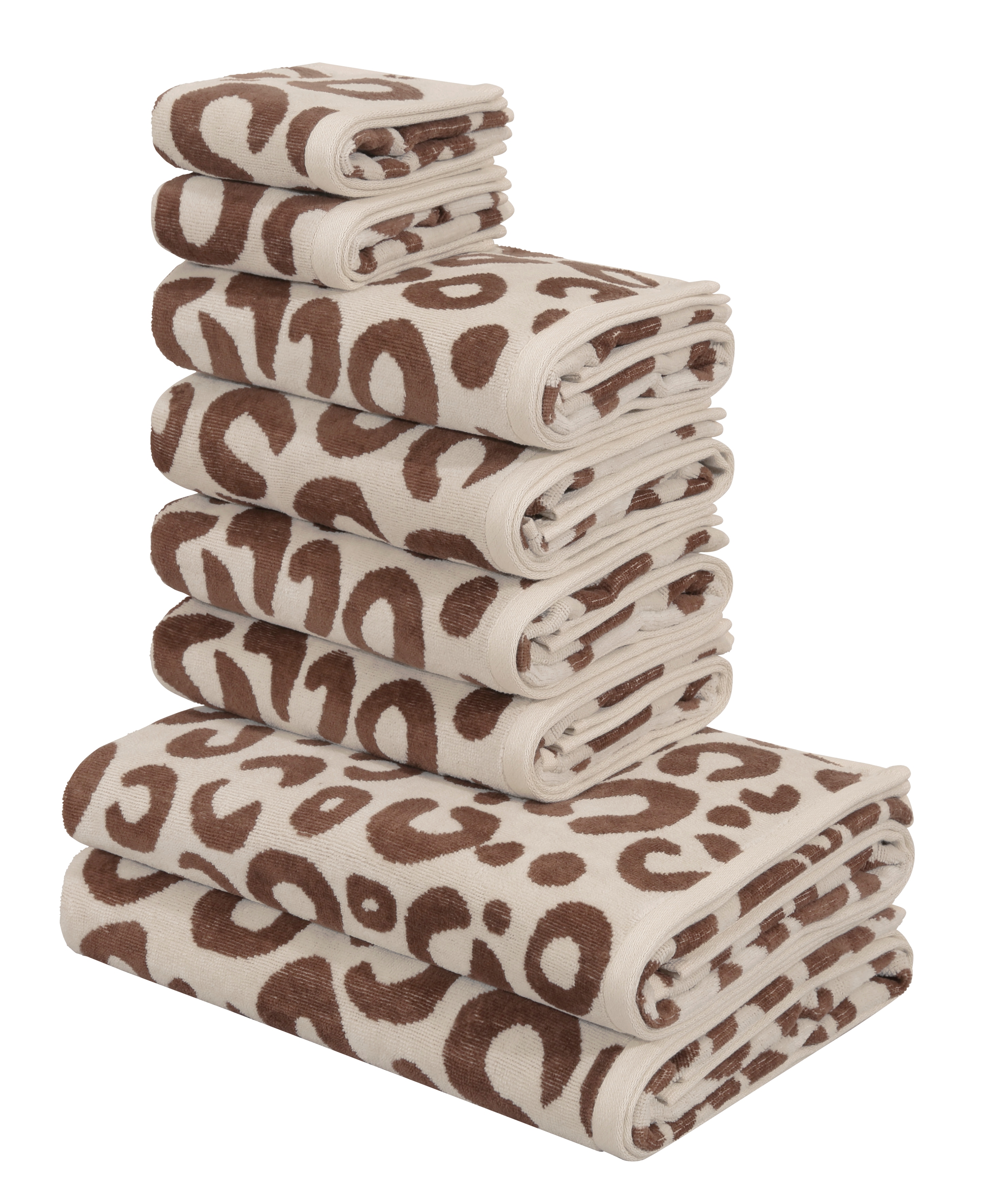 OTTO home Handtuch Set "Anna Leopardenmuster, 8-tlg Handtuch-Set, 100% Baumwolle" Set 8 Frottiervelours Duschtücher, Handtücher und Gästetücher, weich, modern, Animal Print