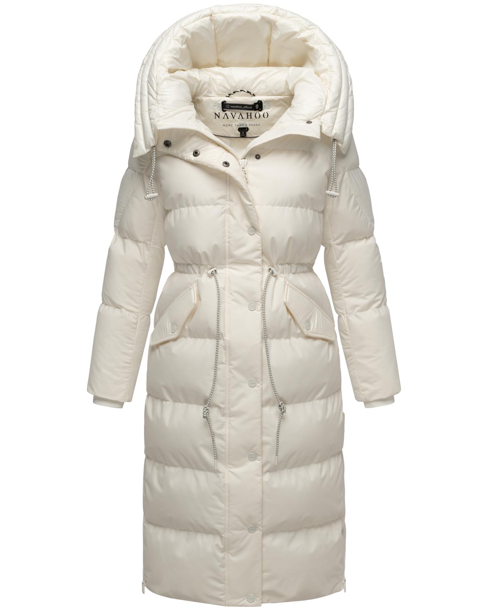 Navahoo Steppmantel »Knusperherz 14«, Langer gesteppter Damen Wintermantel mit Materialmix