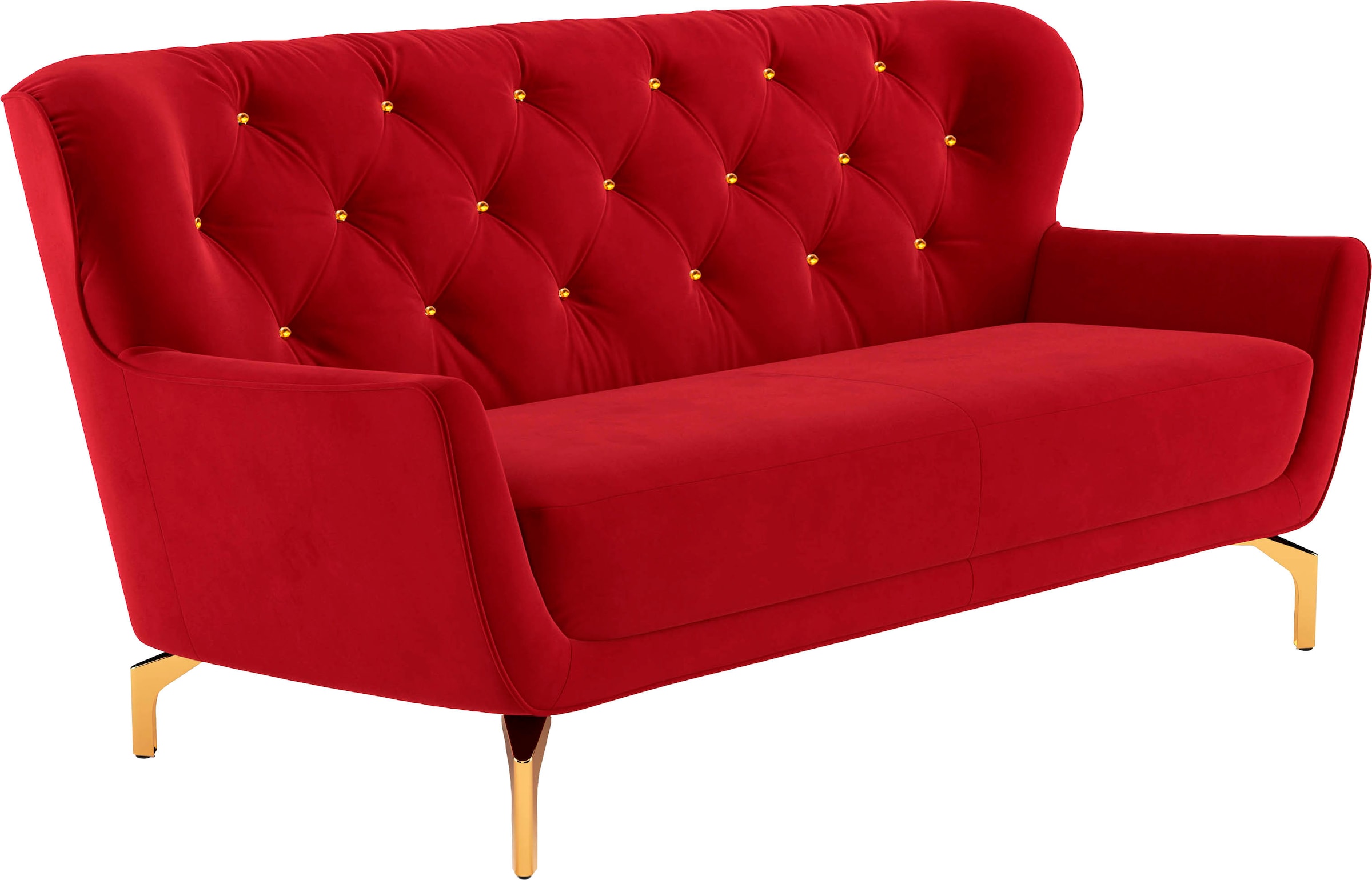 sit&more 3-Sitzer »Orient 3«, inkl. 2 Zierkissen mit Strass-Stein, goldfarbene Metallfüße