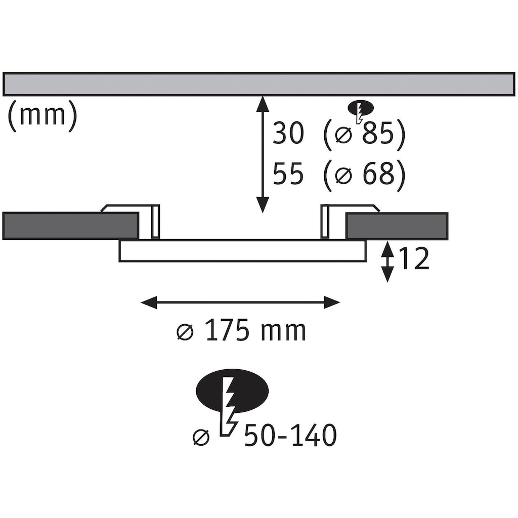 Paulmann LED Bad-Einbauleuchte »Areo«, Schutzart IP44, flache Bauweise, Ø 17,5 cm