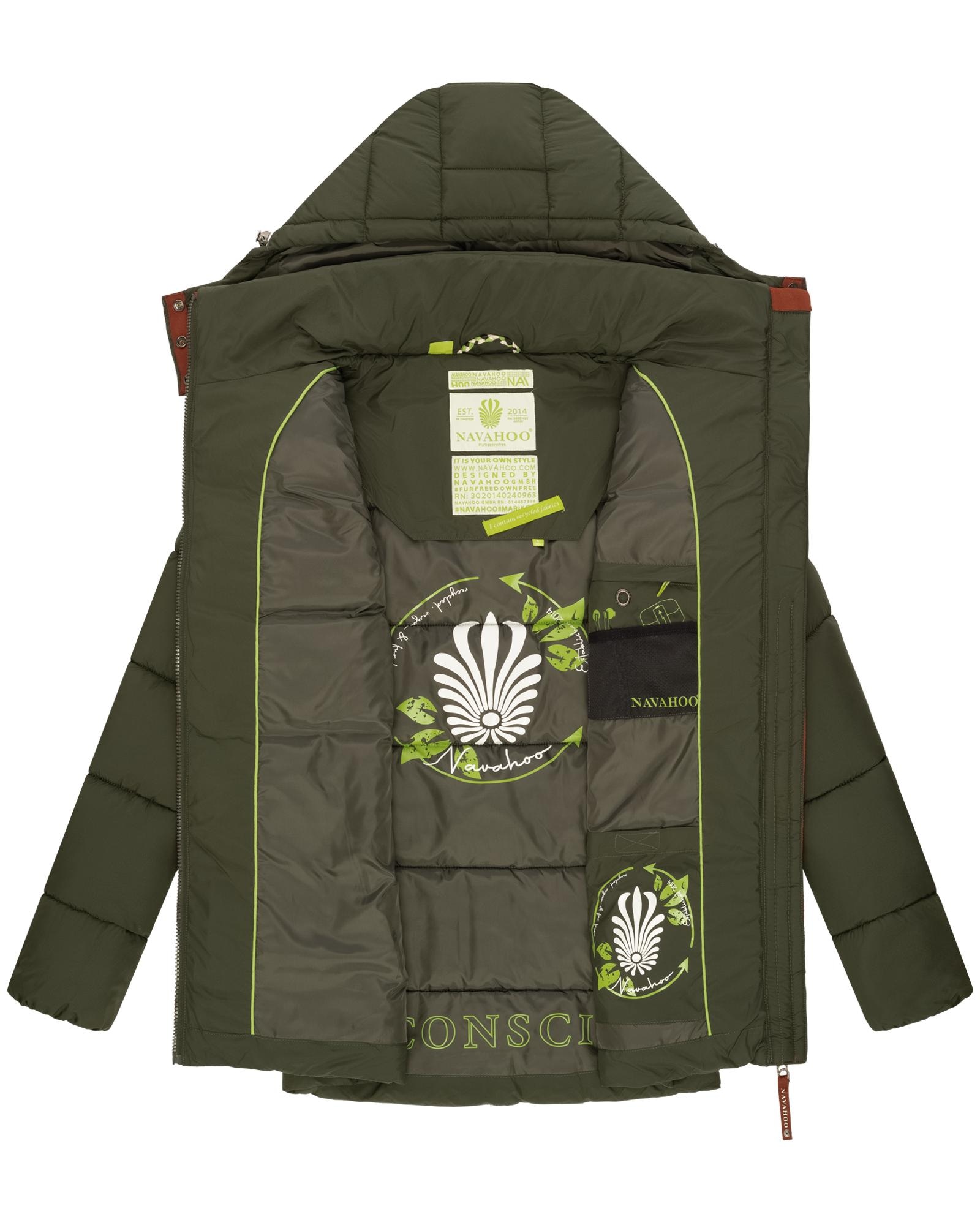 Navahoo Winterjacke »Wattewölkchen«, mit Kapuze, Modische Damen Steppjacke mit kontrastfarbenen Details