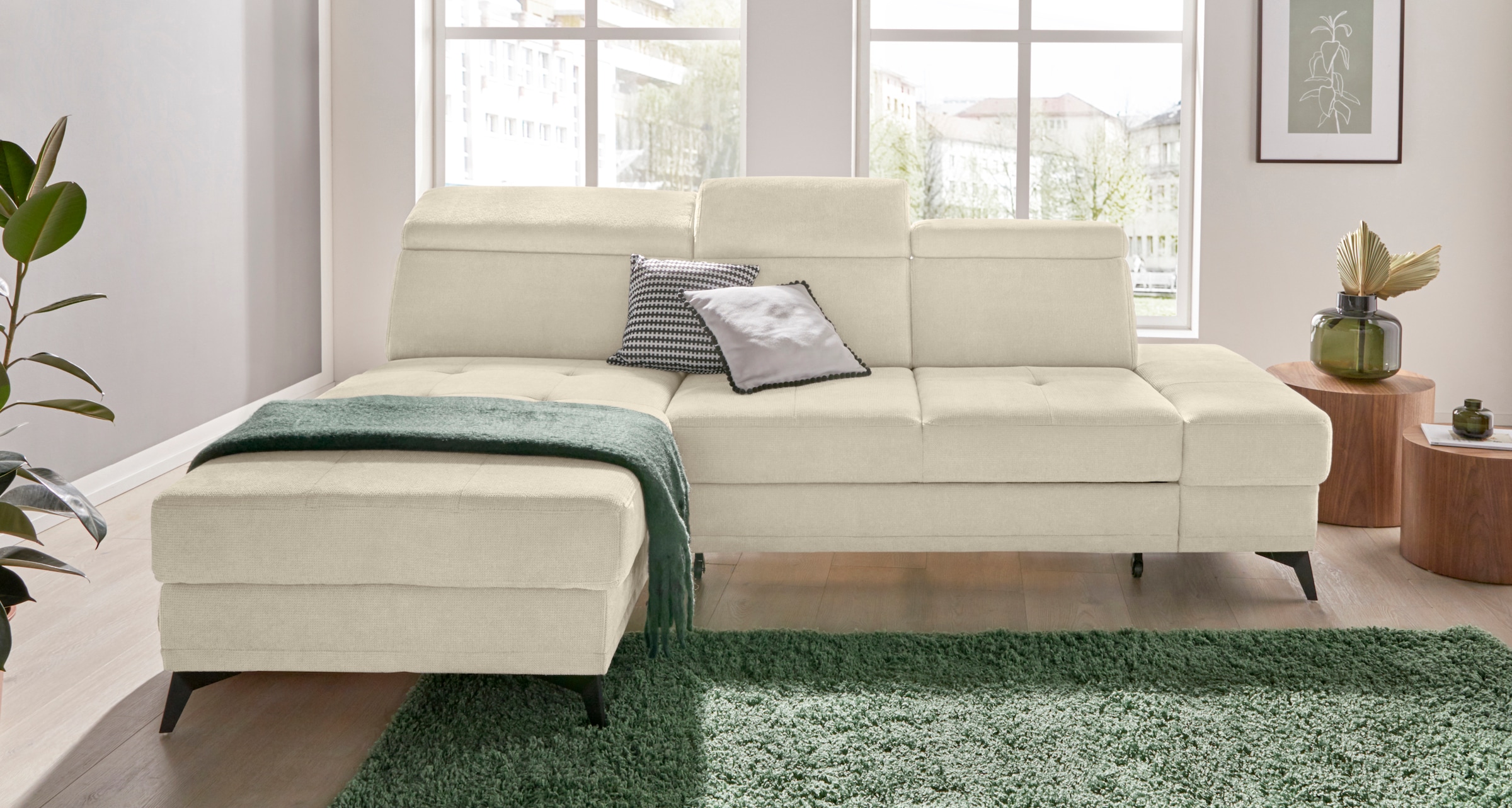 Home affaire Ecksofa "Cardiz L-Form" inkl.Kopfteilverstellung und Federkern günstig online kaufen