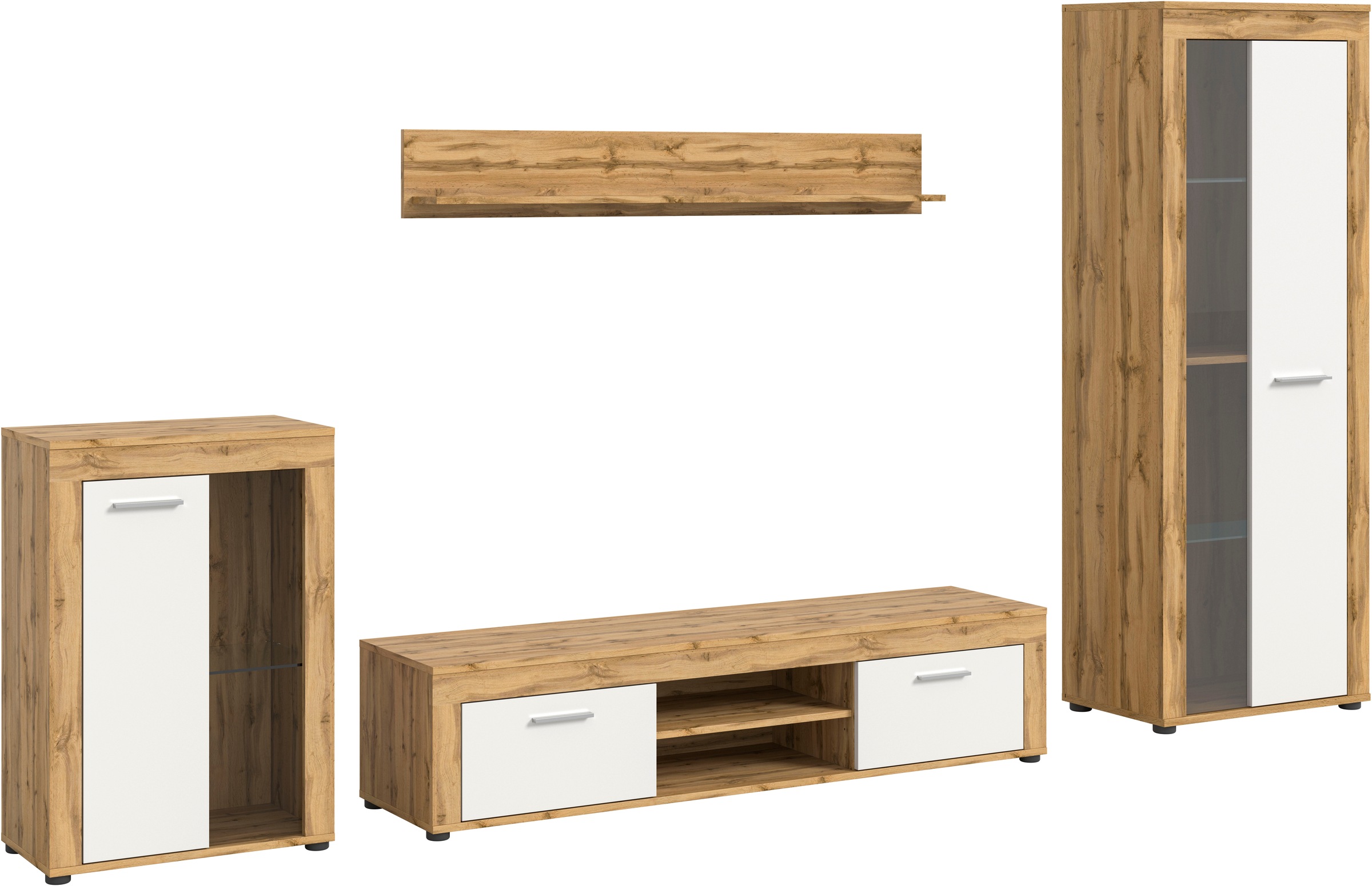 INOSIGN Wohnwand "Aosta, 4-tlg., best. aus: Vitrine, Lowboard, Wandboard & günstig online kaufen