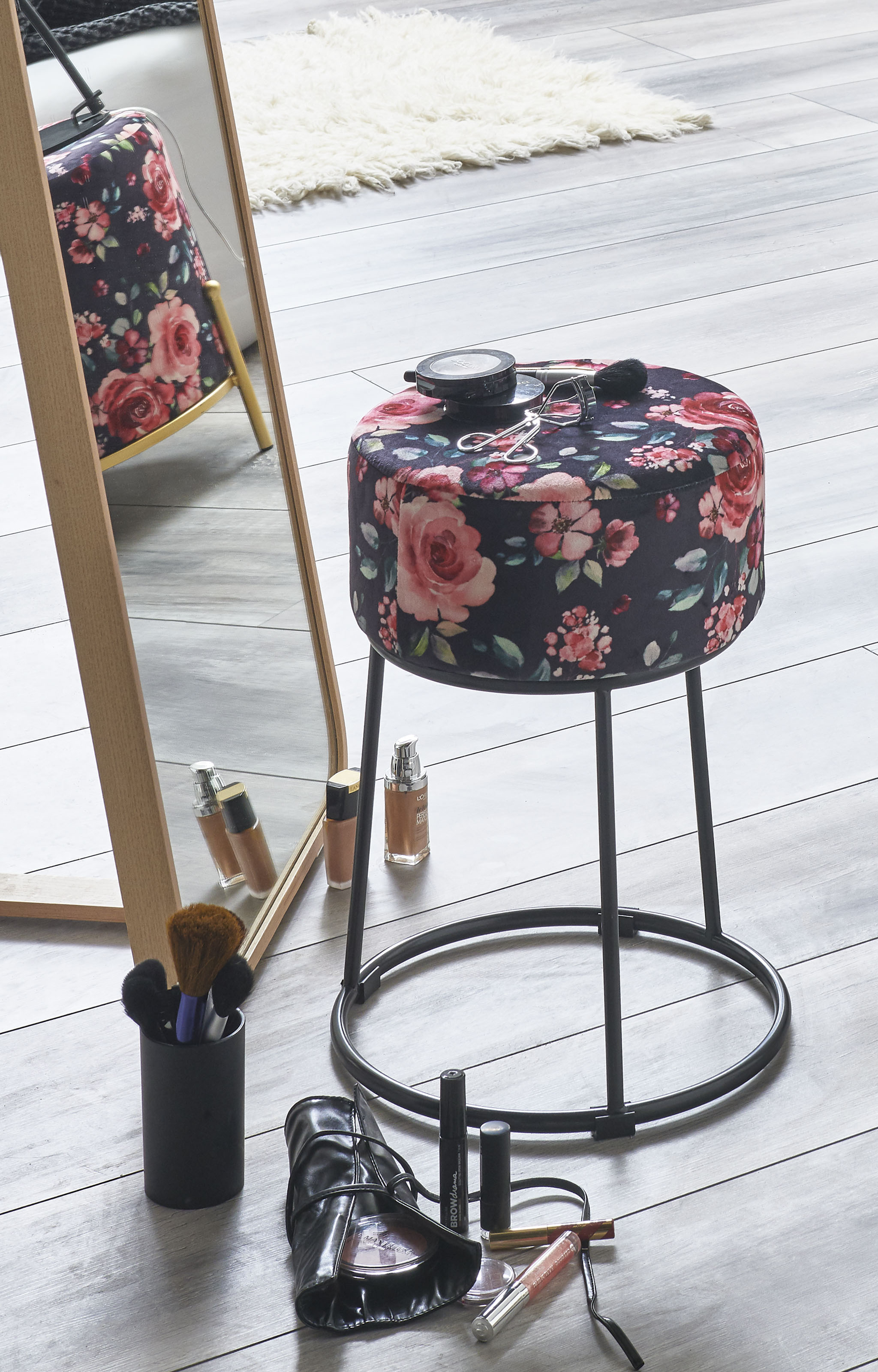 HAKU "Pouf, Schemel, Stockerl" rund - aus Textil Blau - Ø/H 30/46 cm