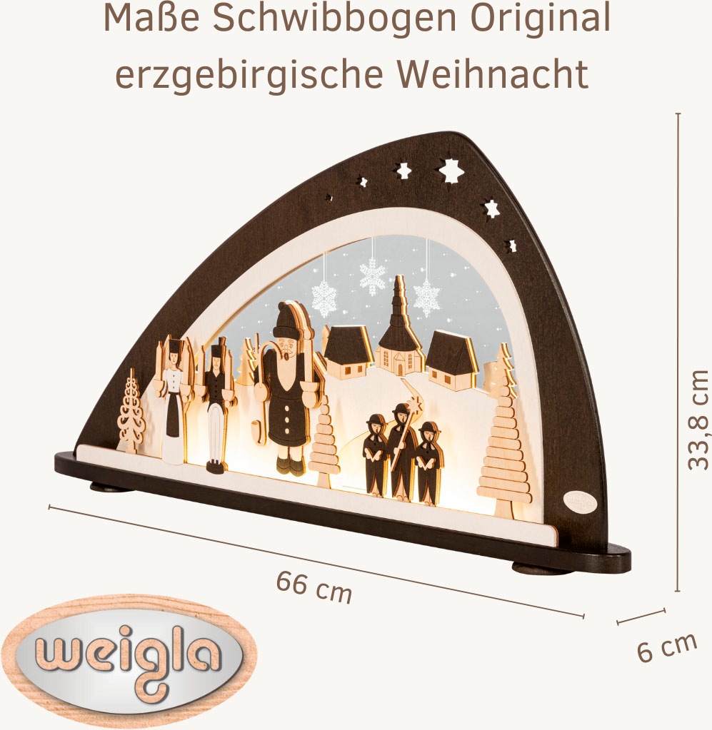Thumbnail - Weigla LED Schwibbogen "Erzgebirgische Weihnacht, Lichterbogen Holz & Acryl, Made in Germany" 1 Stk. Erzgebirge garantie...