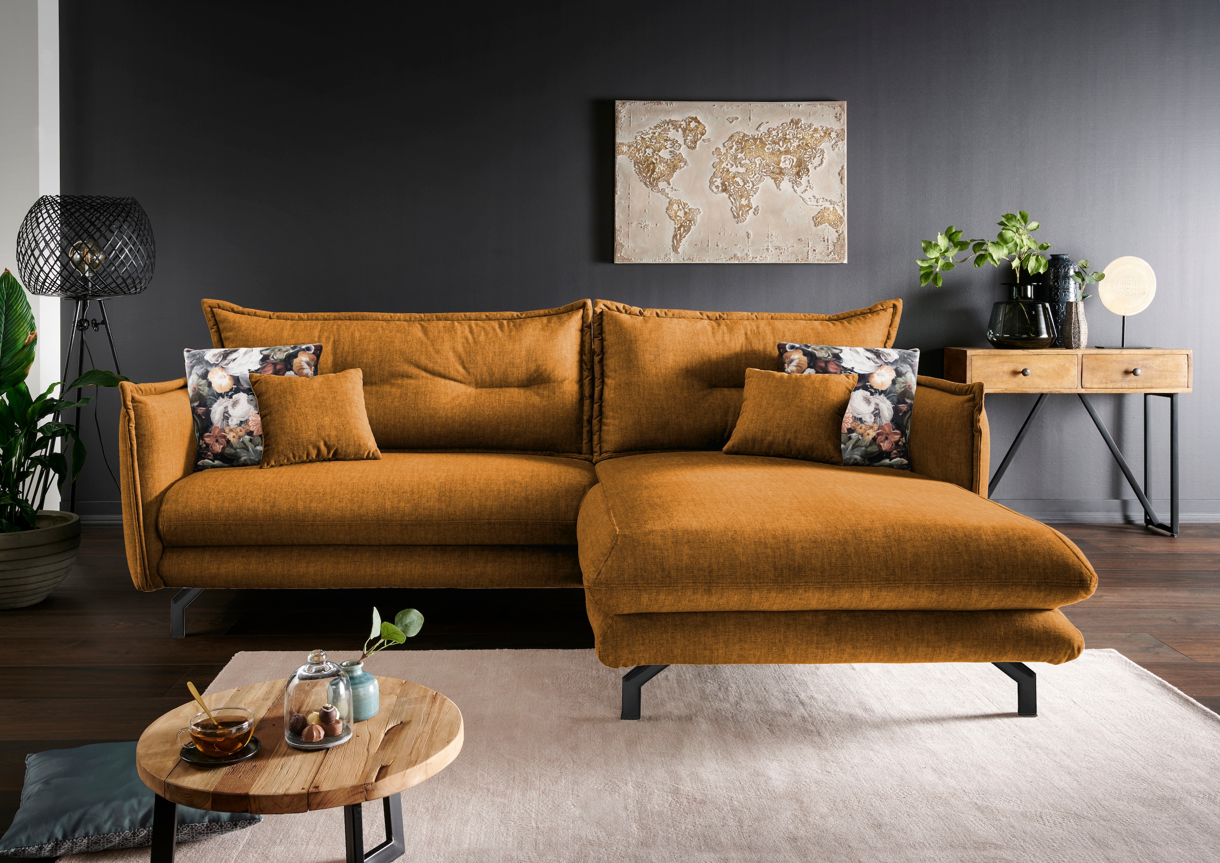 Home affaire Ecksofa "Lava modern & bequem, Breite 255cm, tolle Detailverarbeitung" Armlehnen verstellbar
