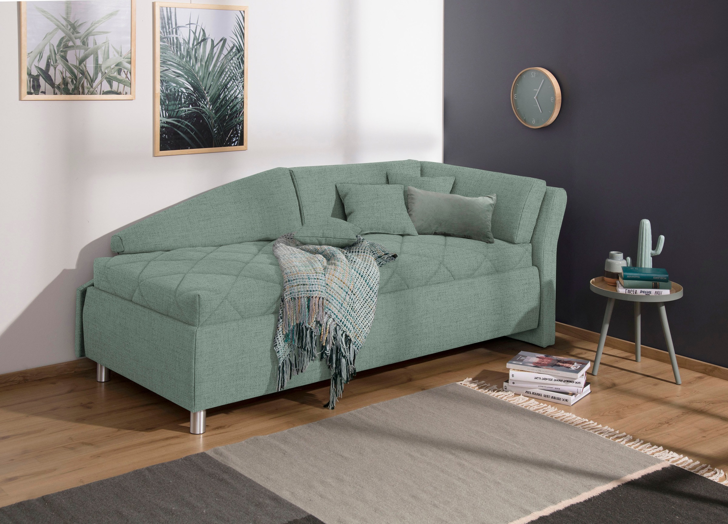 alina Schlafsofa »Lindsay«, Bettkasten, Zierkissen-Set aus: 2 Stk. 40x40cm, 1 Stk. 30x30cm