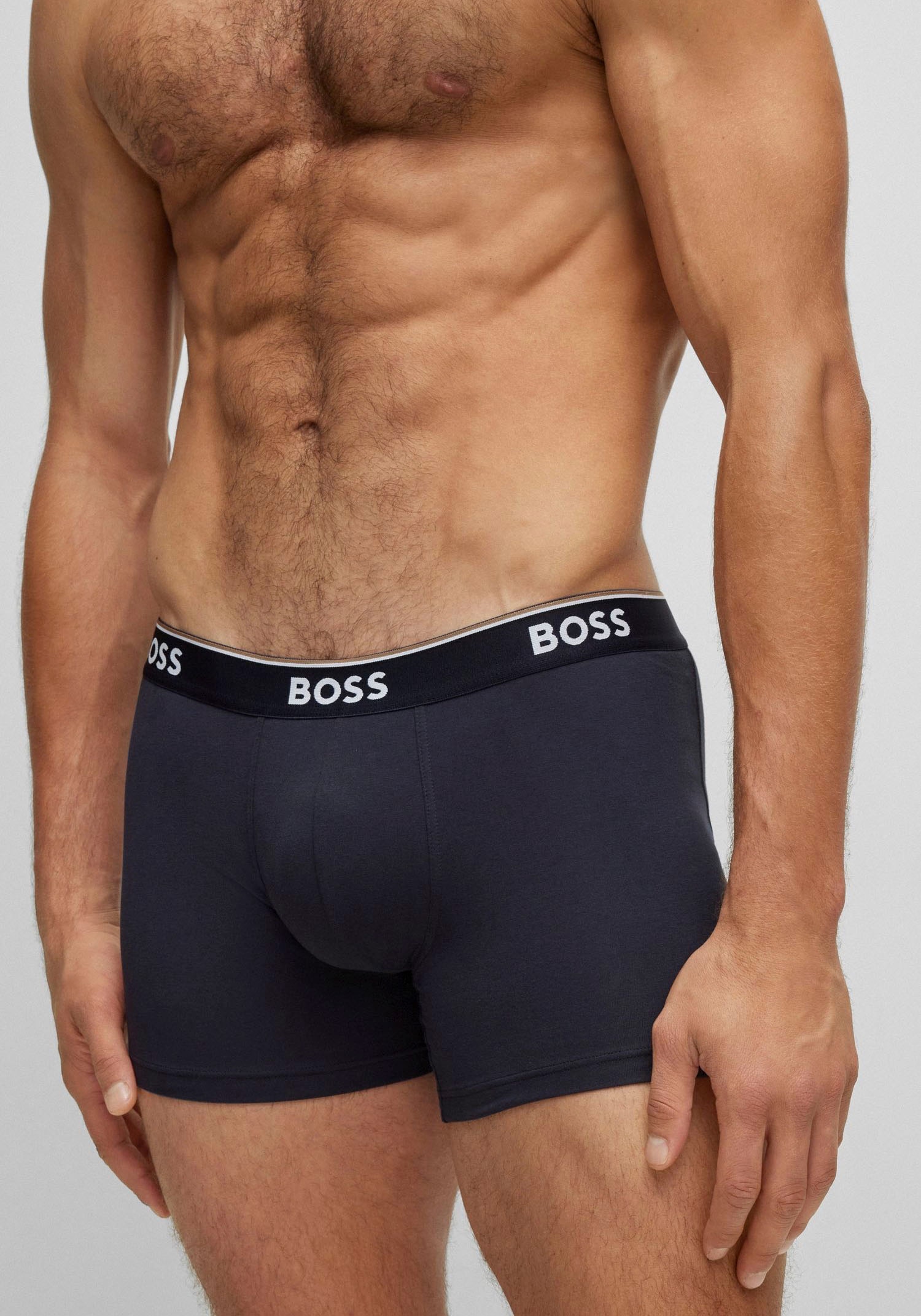 BOSS Langer Boxer »Brief 3 PACK«, mit farblich passendem Webbund