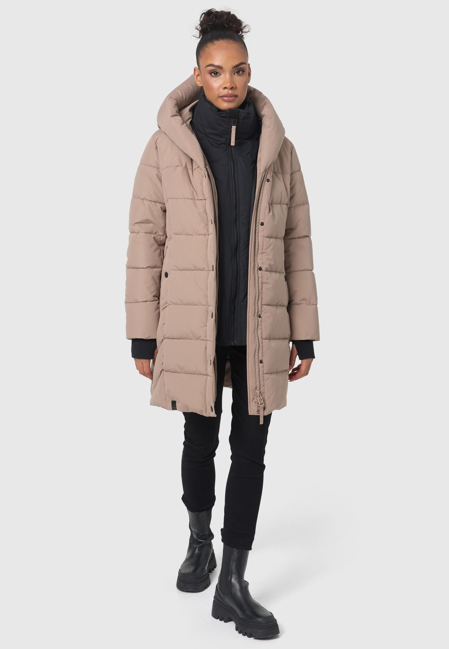 Navahoo Steppmantel »Knutschilein«, Stylischer Damenmantel mit abnehmbarem Fleece-Kragen