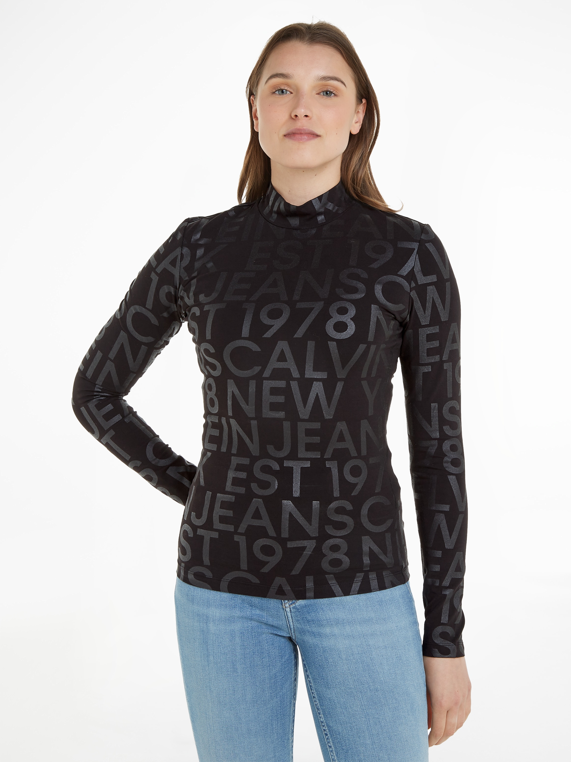 Calvin Klein Jeans Langarmshirt | BAUR »LOGO SLEEVE kaufen AOP LONG TOP«