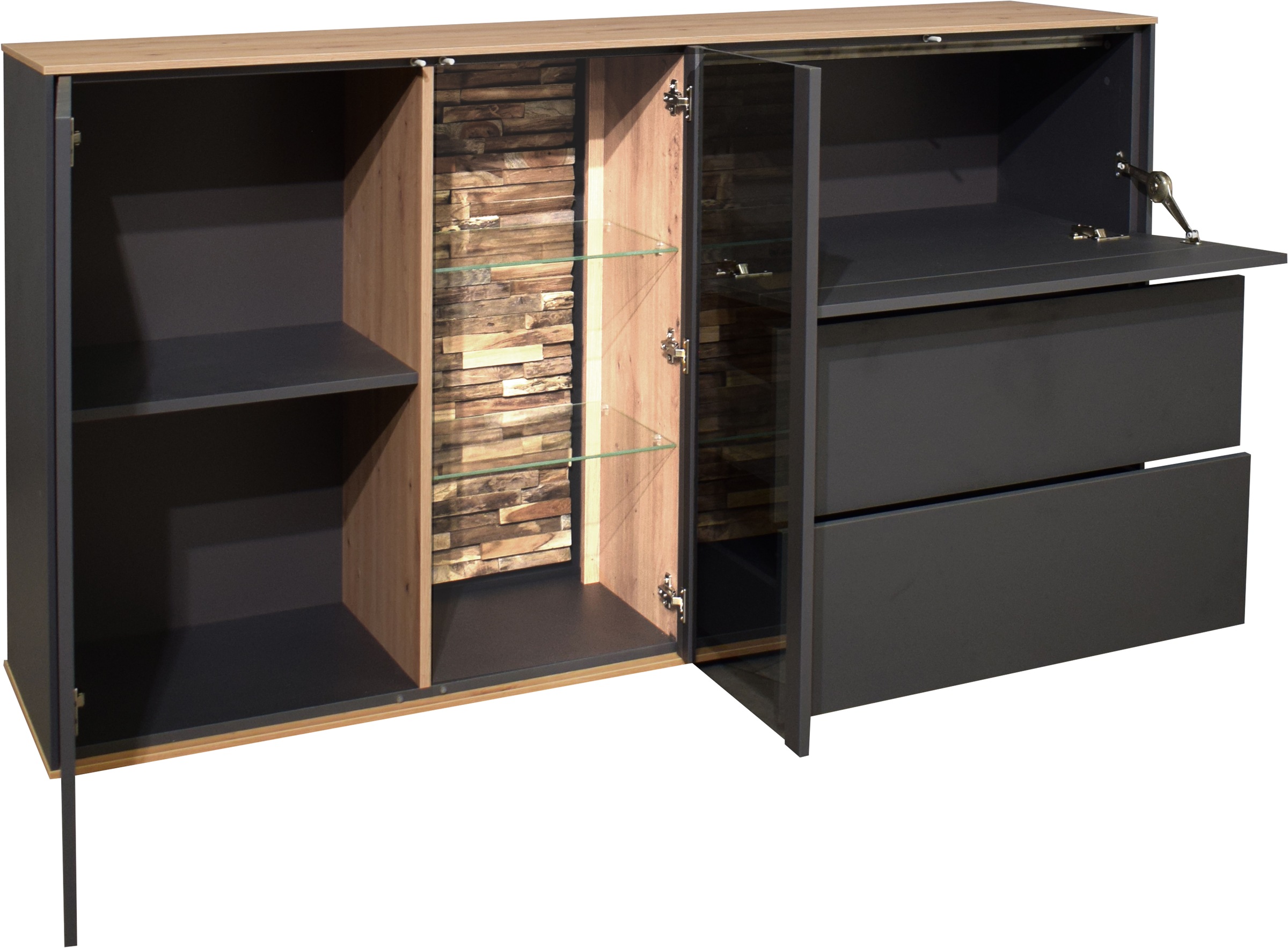 Mäusbacher Kommode, Faro Sideboard B 169 cm, inkl. Beleuchtung, Push to open Funktion
