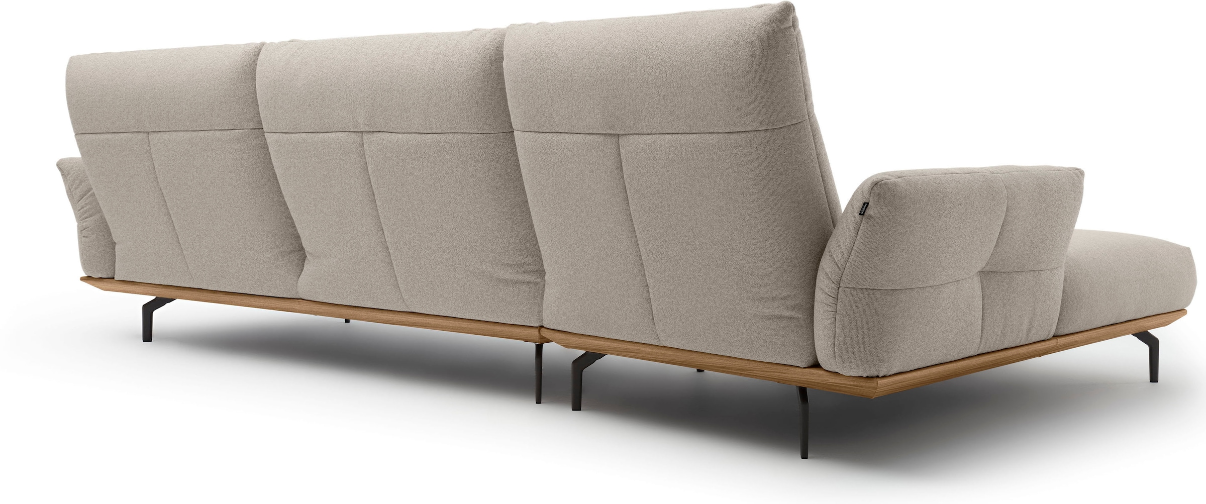 Creation BY ROLF BENZ Ecksofa »CR.460«, Sockel in Nussbaum, Winkelfüße in Umbragrau, Breite 338 cm