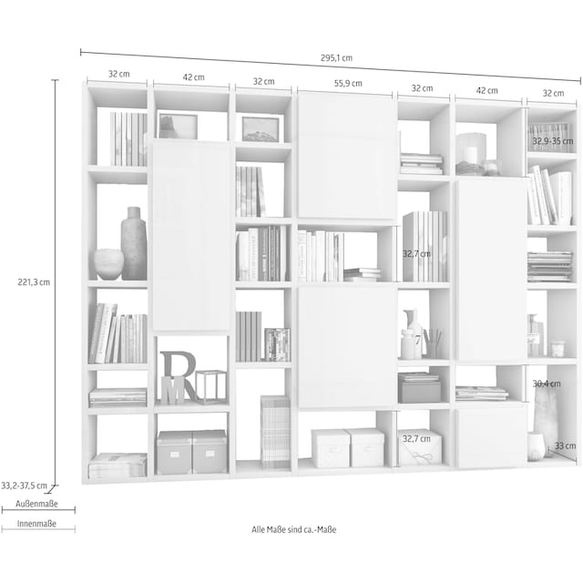 fif möbel Raumteilerregal »TORO 520-1«, Breite 295 cm | BAUR