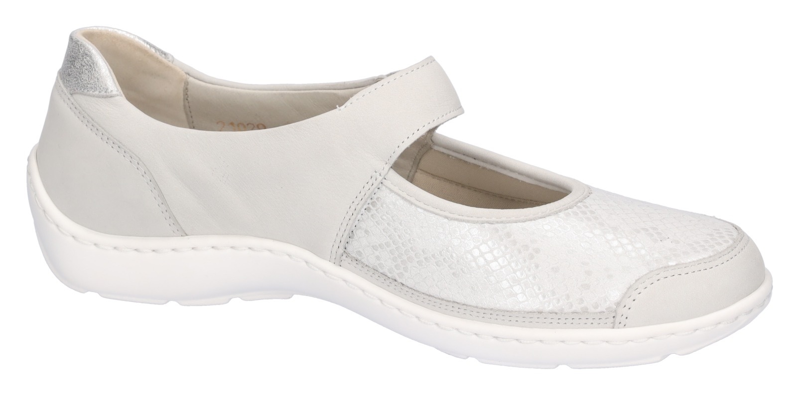 Riemchenballerina WALDLÄUFER "HENNI", Damen, Gr. 5,5 (38,5), silber (hellgrau, silberfarben), Nappaleder, Nubukleder, Textil, Schuhe Riemchenballerina, Halbschuh, Komfortschuh, Klettschuh in Weite H (= sehr weit) 3