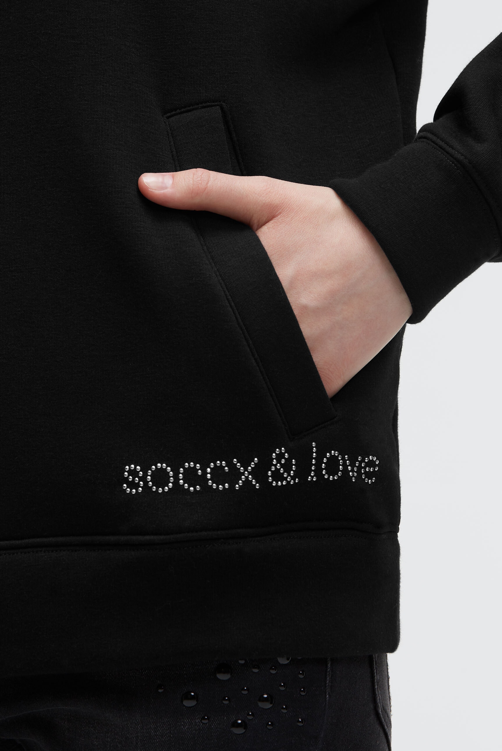 SOCCX Kapuzensweatjacke mit Glitzersteinchen