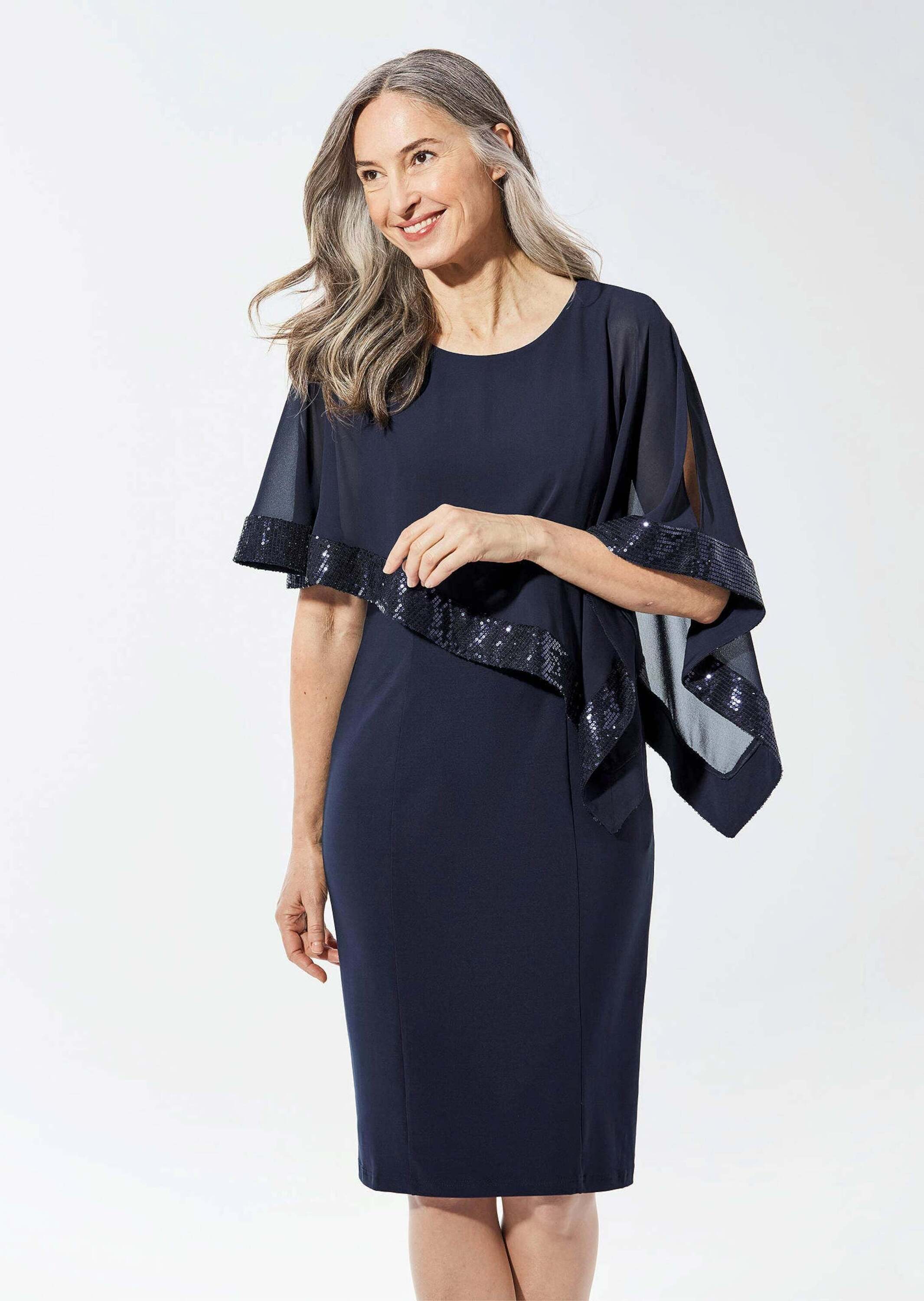 GOLDNER Abendkleid »Kleid Kleid mit raffiniertem Chiffonüberwurf«