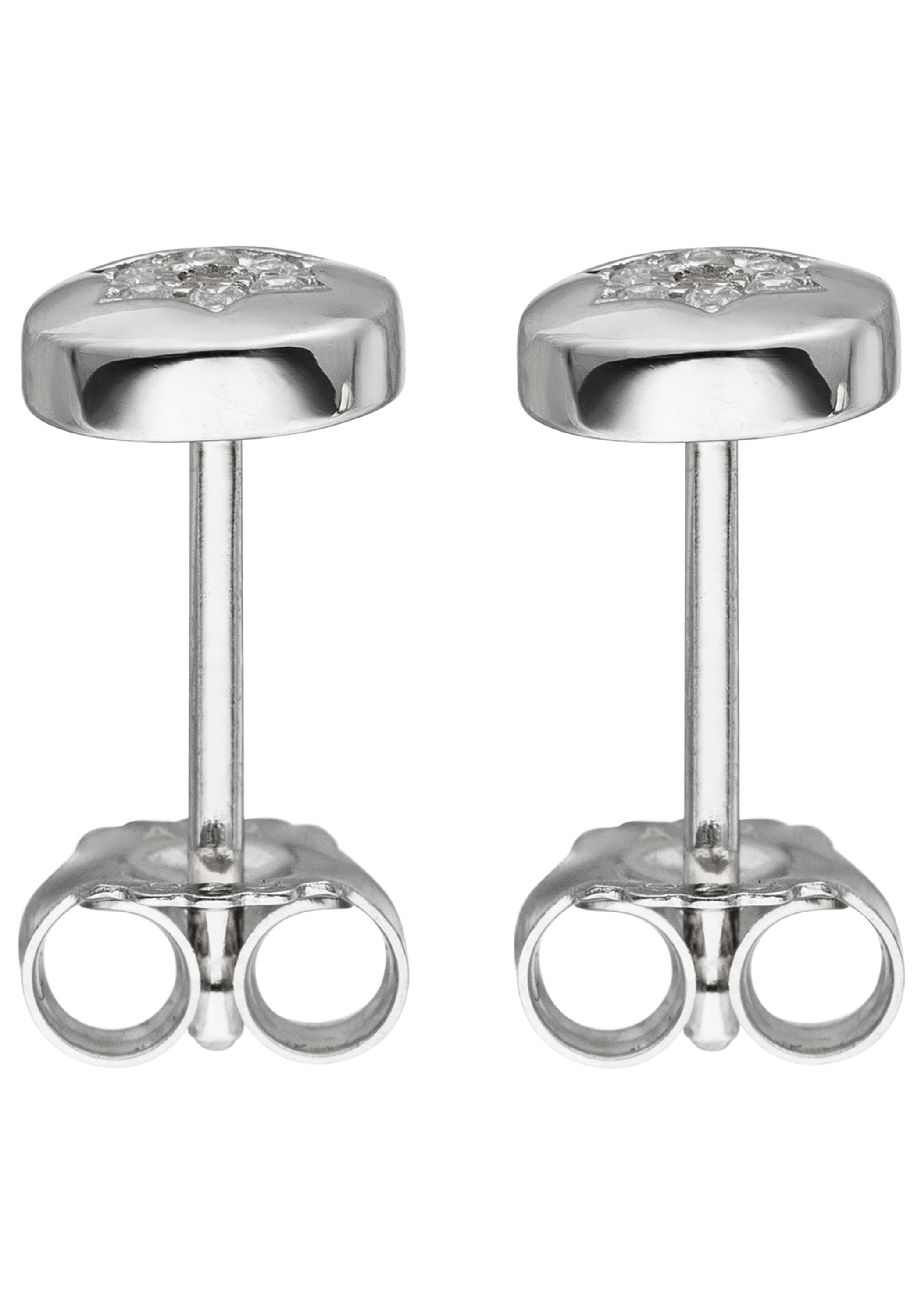 JOBO Paar Ohrstecker »Stern-Ohrringe« 925 Silber mit 14 Zirkonia