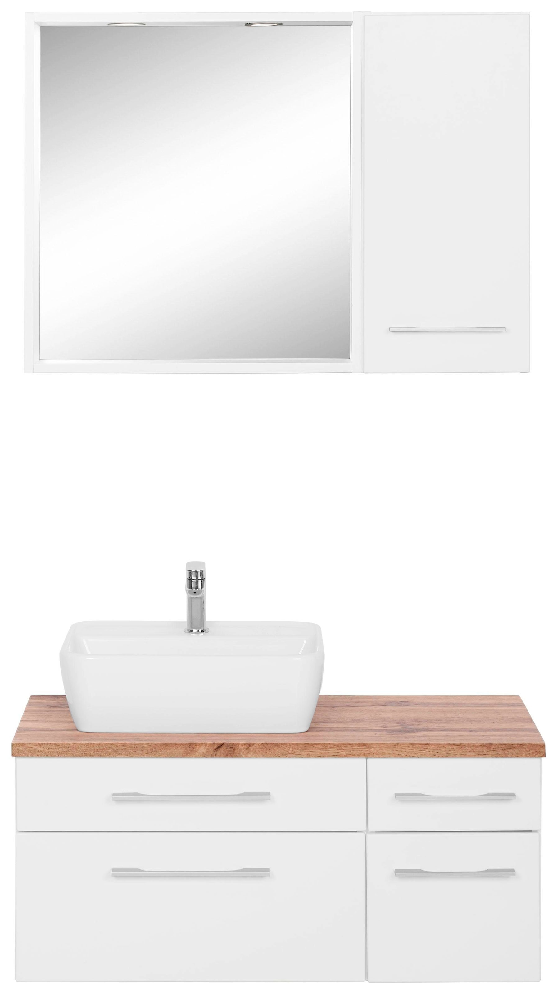 welltime Badmöbel-Set "Davos" 3 tlg. mit 2 Touch-LED-Einbauleuchten günstig online kaufen