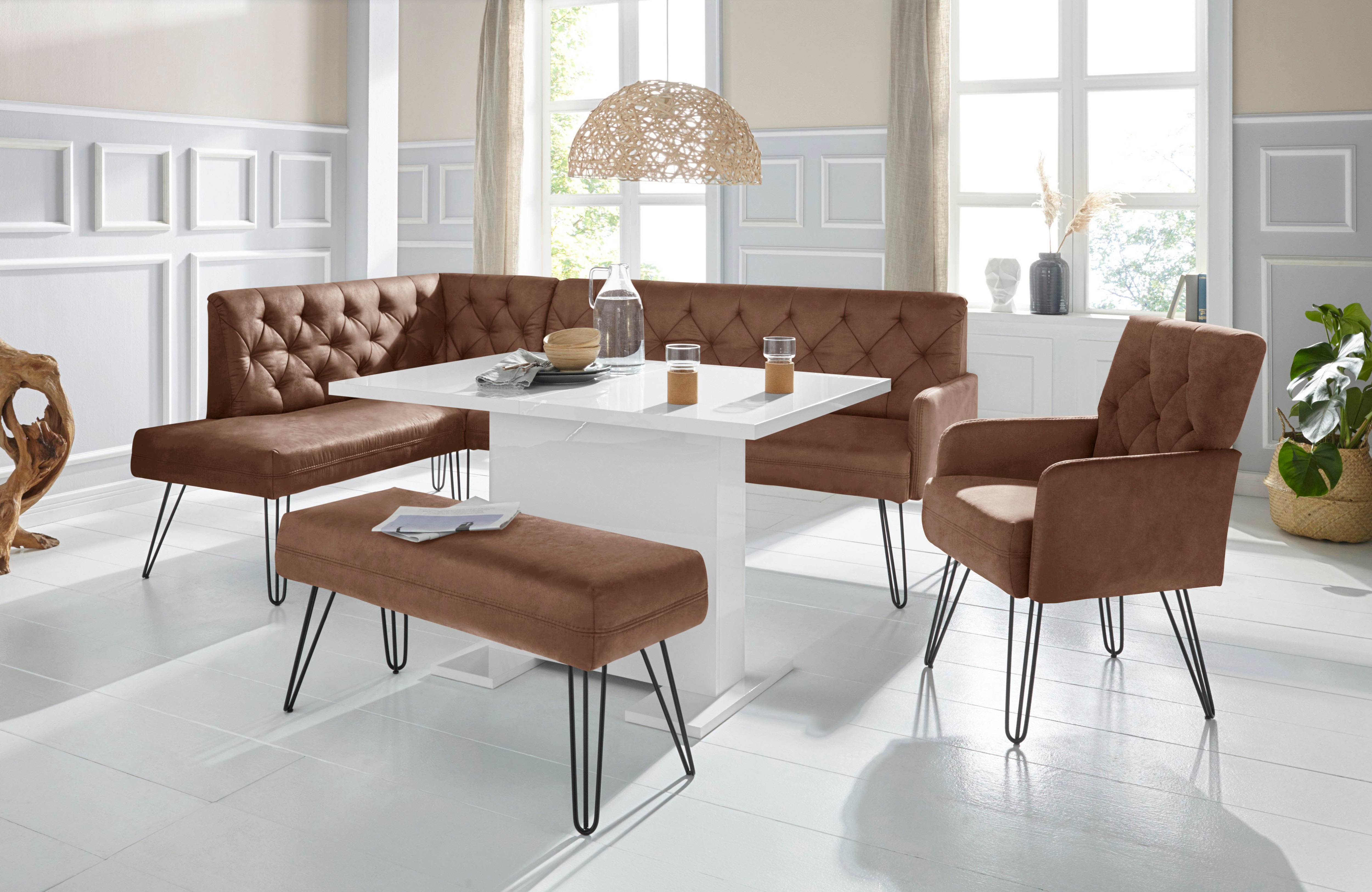 exxpo - sofa fashion "Doppio, Chesterfield Optik, komfortabel und bequem, hohe Designfüße" Frei im Raum stellbar