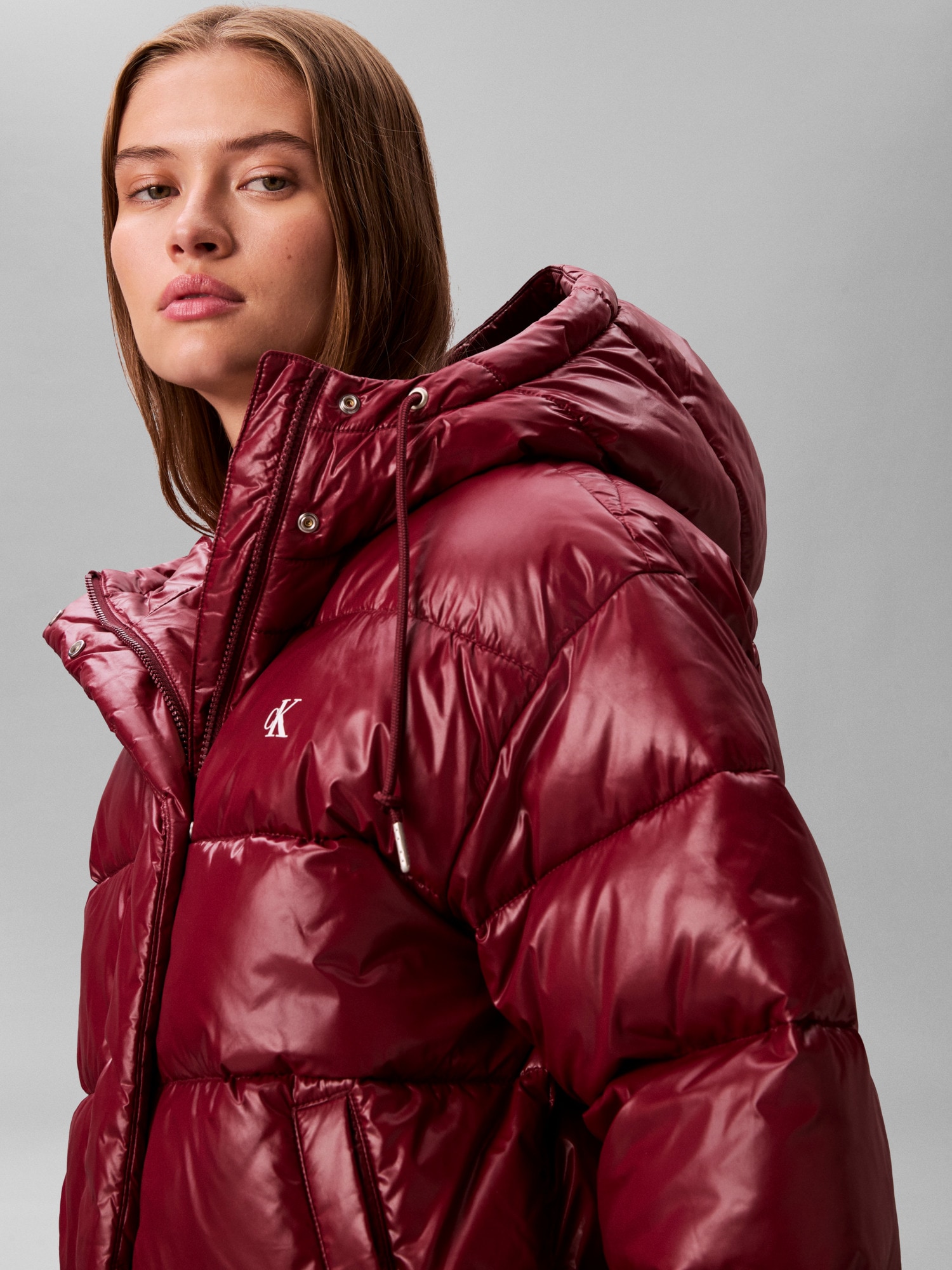 Calvin Klein Jeans Steppjacke »SHINE PUFFER« mit Kapuze regular fit, mit Kapuze, glänzendes Material