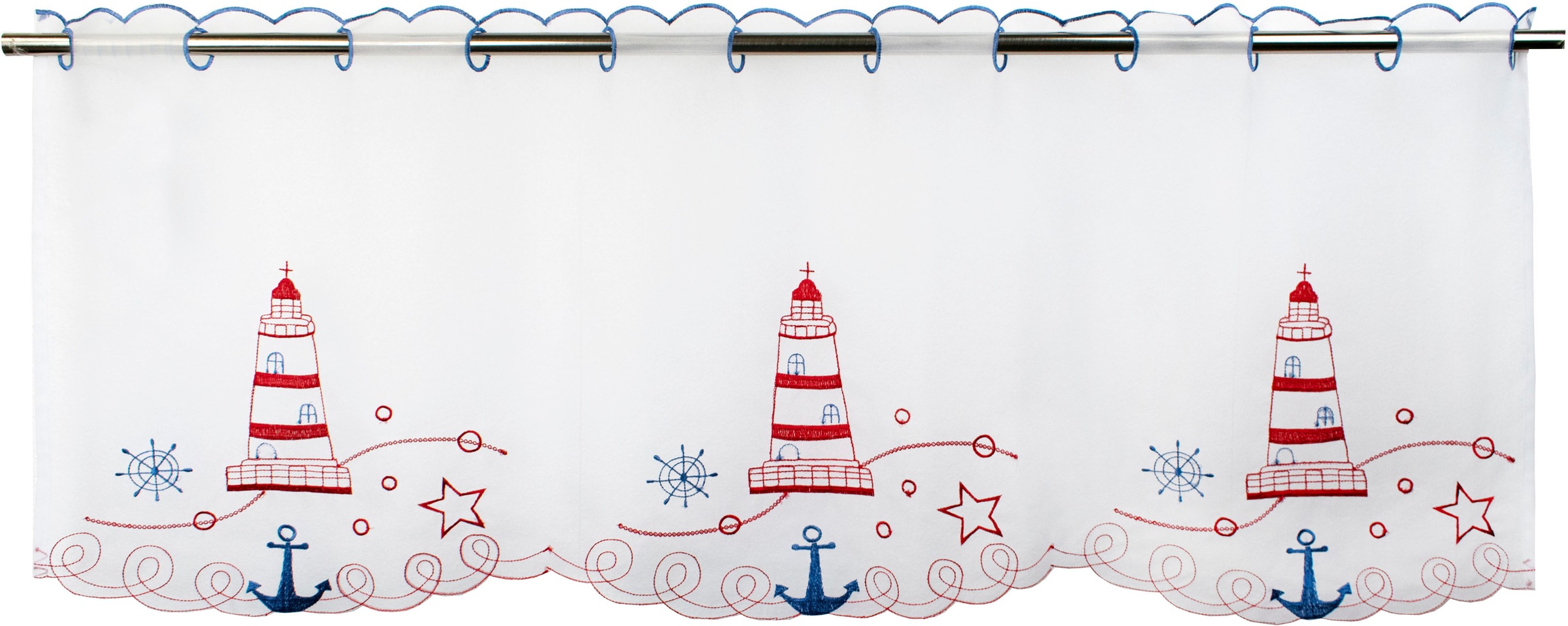 Delindo Lifestyle Scheibengardine "Roter Leuchtturm" Stangendurchzug 1 Stk. günstig online kaufen