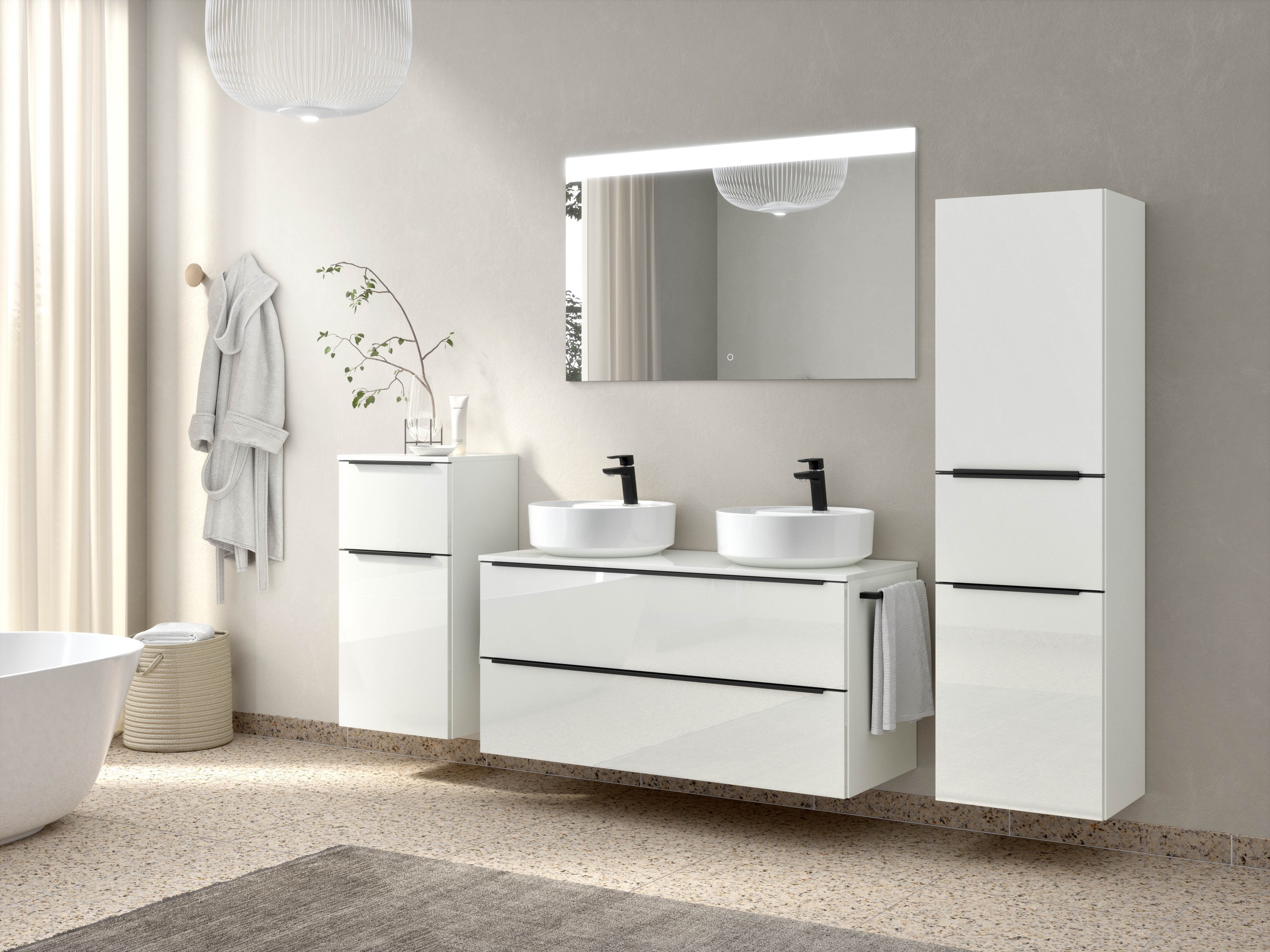 nobilia Badmöbel-Set "Alvene", (2 St., vormontiert, mit Soft-Close), Hochgl günstig online kaufen