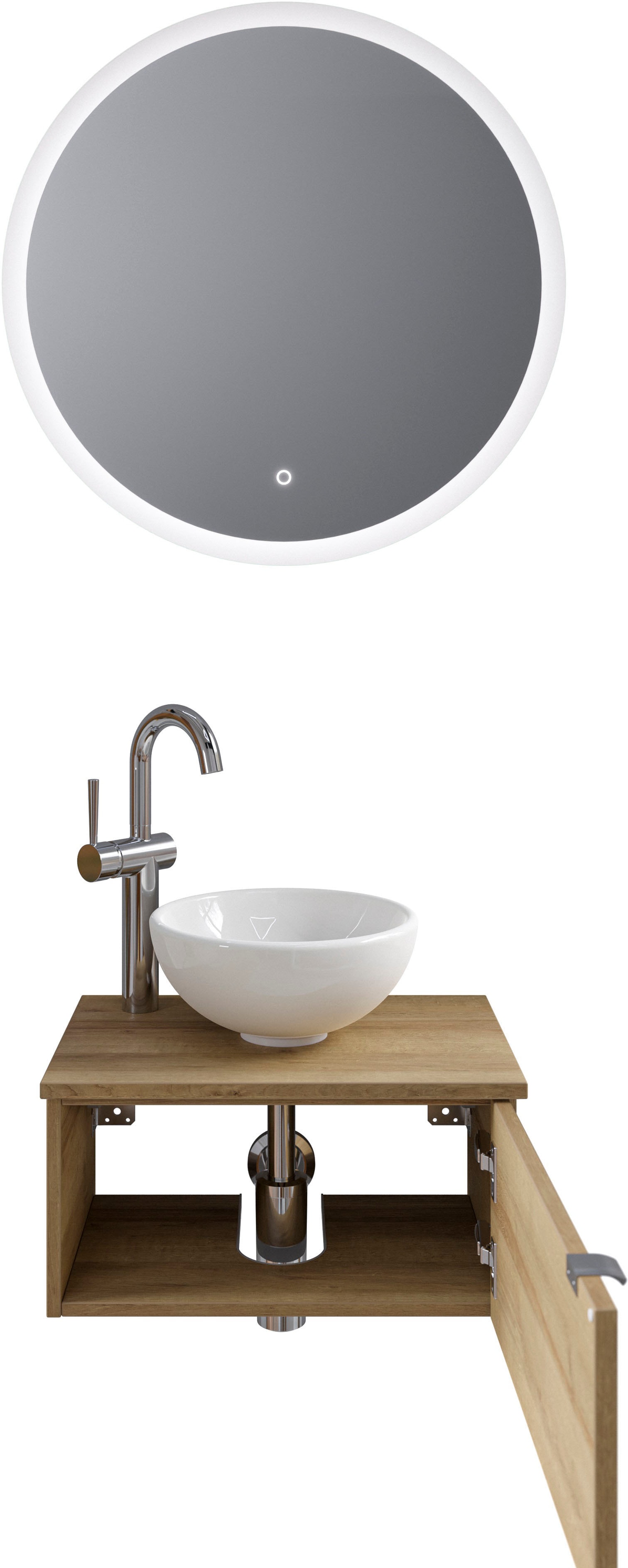 Saphir Badmöbel-Set "Serie 6915" 4 Stk. tlg. Gäste-Bad, mit LED-Spiegel und günstig online kaufen