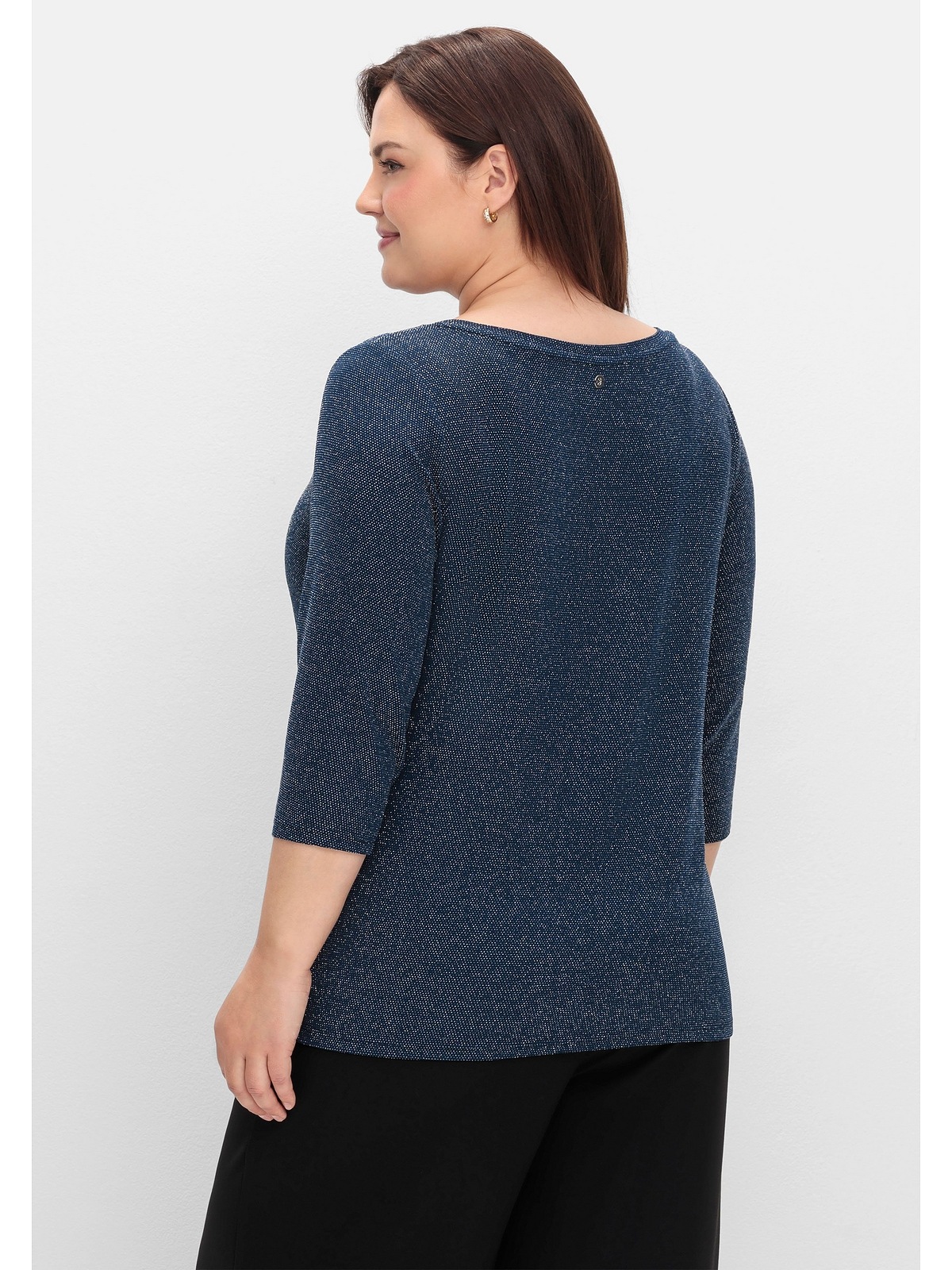 Sheego 3/4-Arm-Shirt »Große Größen«, mit Glitzergarn und U-Boot-Ausschnitt