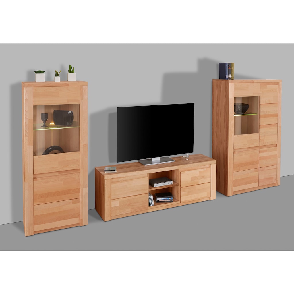 Home affaire Wohnwand »Burani«, (Set, 3 St.), teilmassives Holz