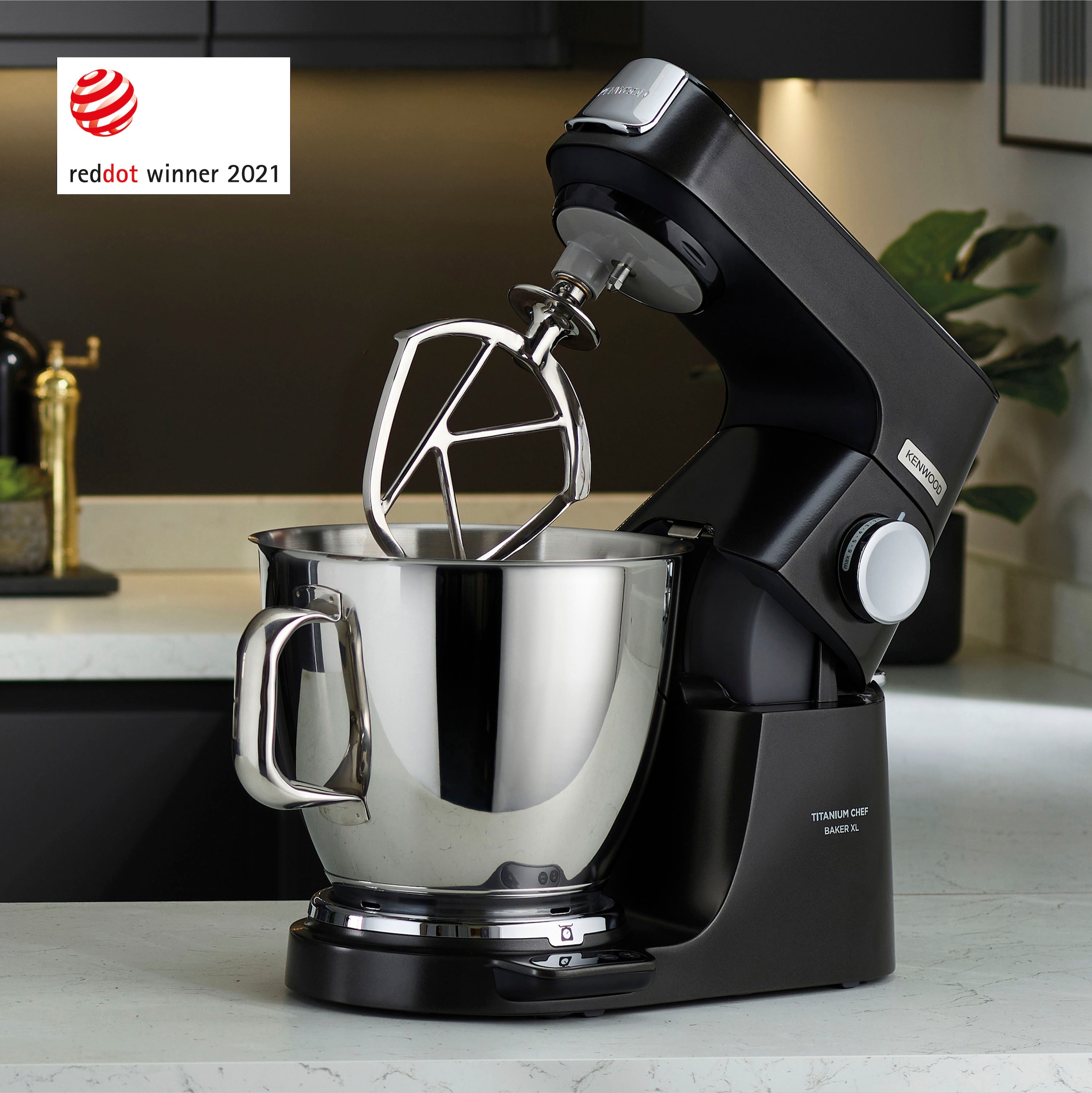 Mixaufsatz Waage UVP mit Schnitzelwerk Baker Chef 319,- umfangreichem KENWOOD BAUR Küchenmaschine KAH359GL + KVL85.004BK, + Gratis: Zubehör«, »Titanium AT340, | XL Wert: