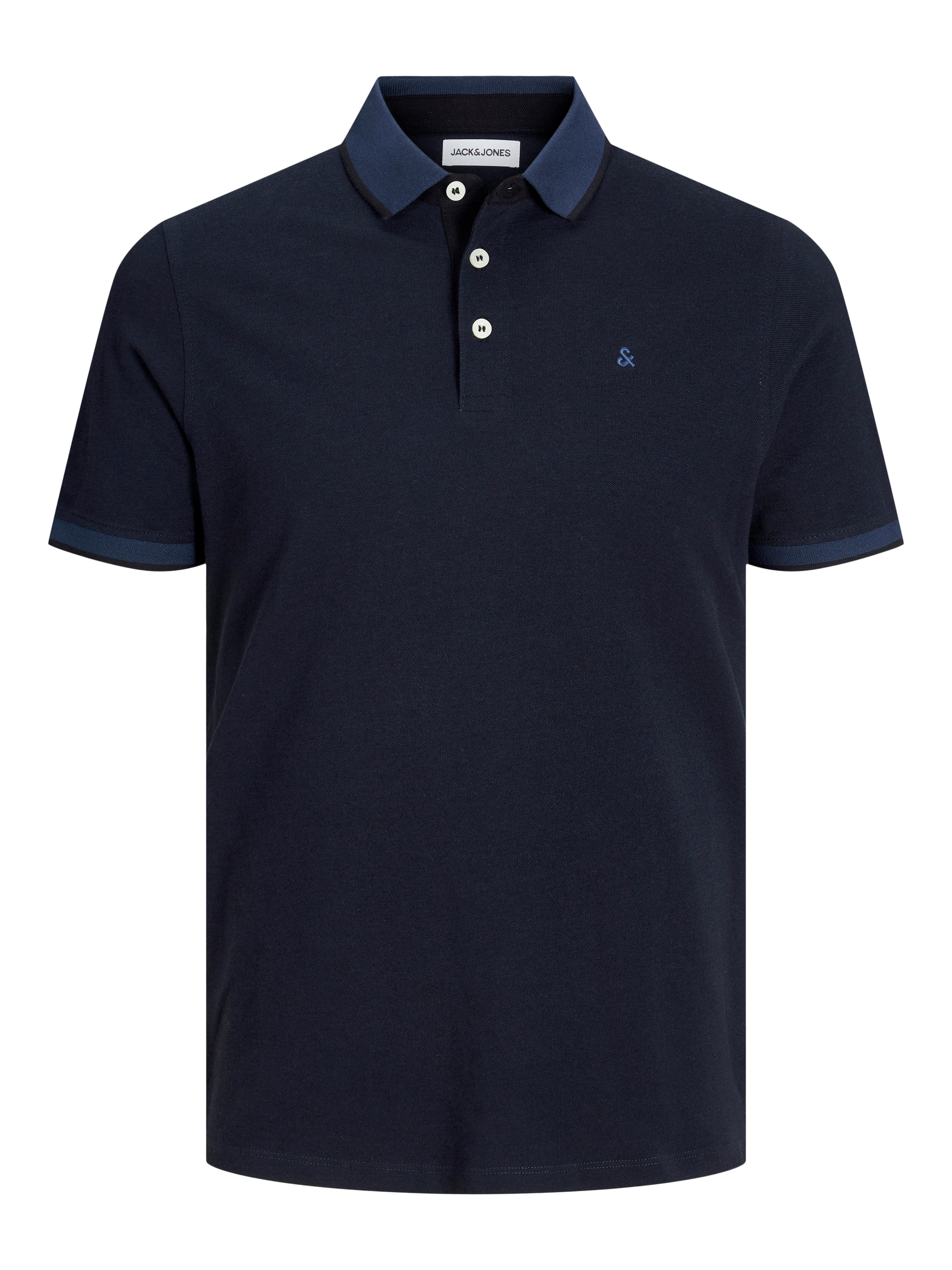 Jack & Jones Poloshirt »JJEPAULOS im Doppelpack mit Logostickerei und Komfort« Packung, 2er-Pack, 2 tlg. unifarben mit Farbeinsatz, modisch, schmal, Baumwolle, Polokragen