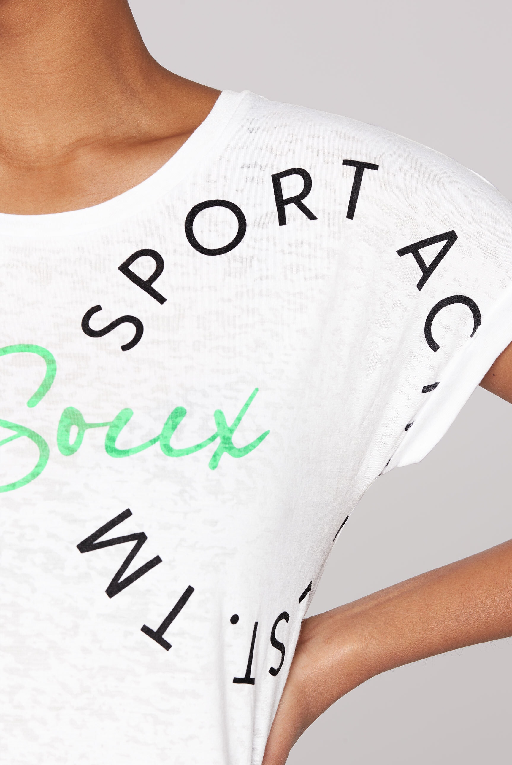 SOCCX Rundhalsshirt, mit fixierten Turn-Up-Ärmeln