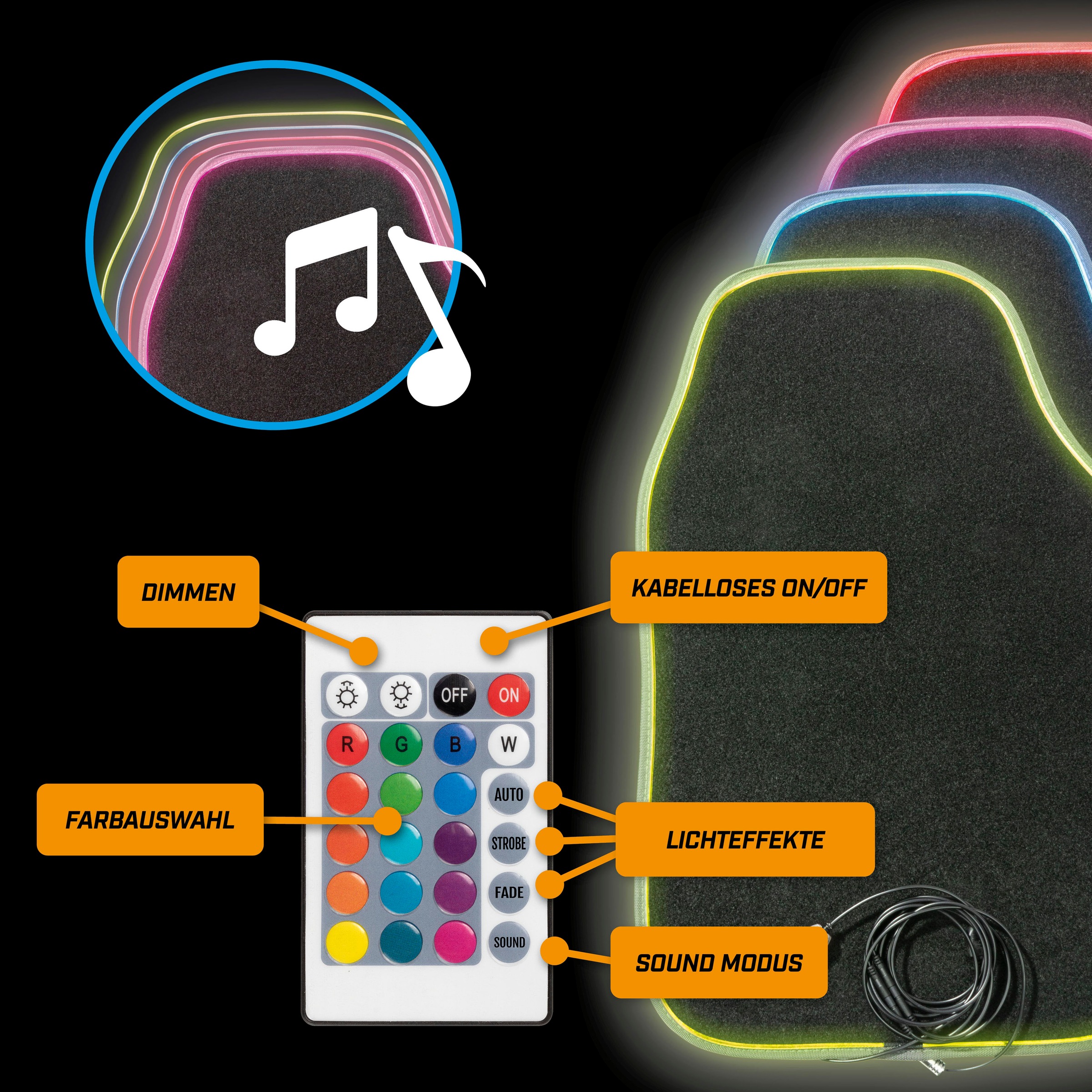 CarComfort Auto-Fußmatten »Autoteppich Ambiente mit auf Farbauswahl LED«, | verschiedener (Set, St.), BAUR 2 Raten