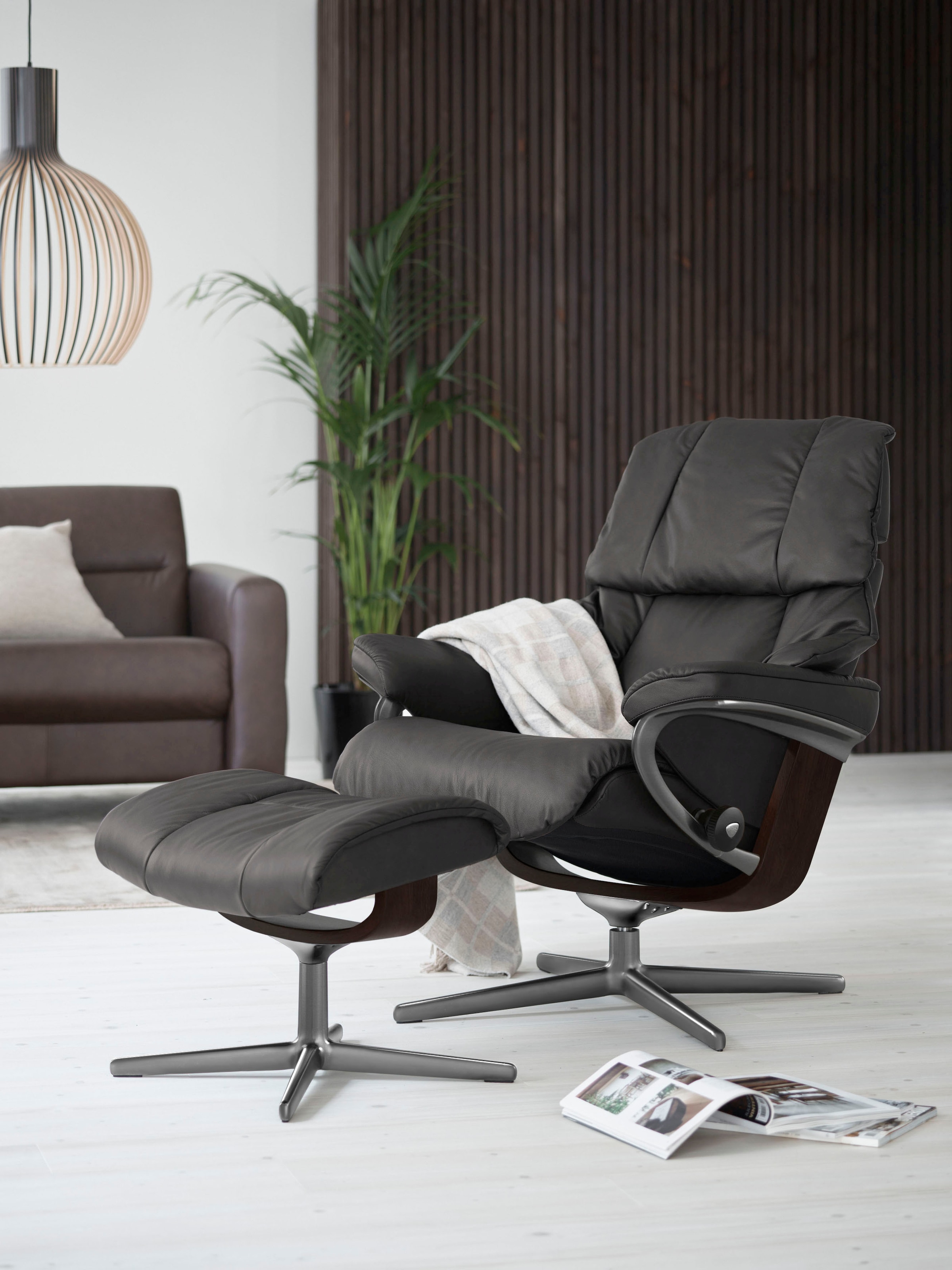 Stressless Fußhocker "Reno", mit Cross Base, Größe S, M & L, Holzakzent Braun