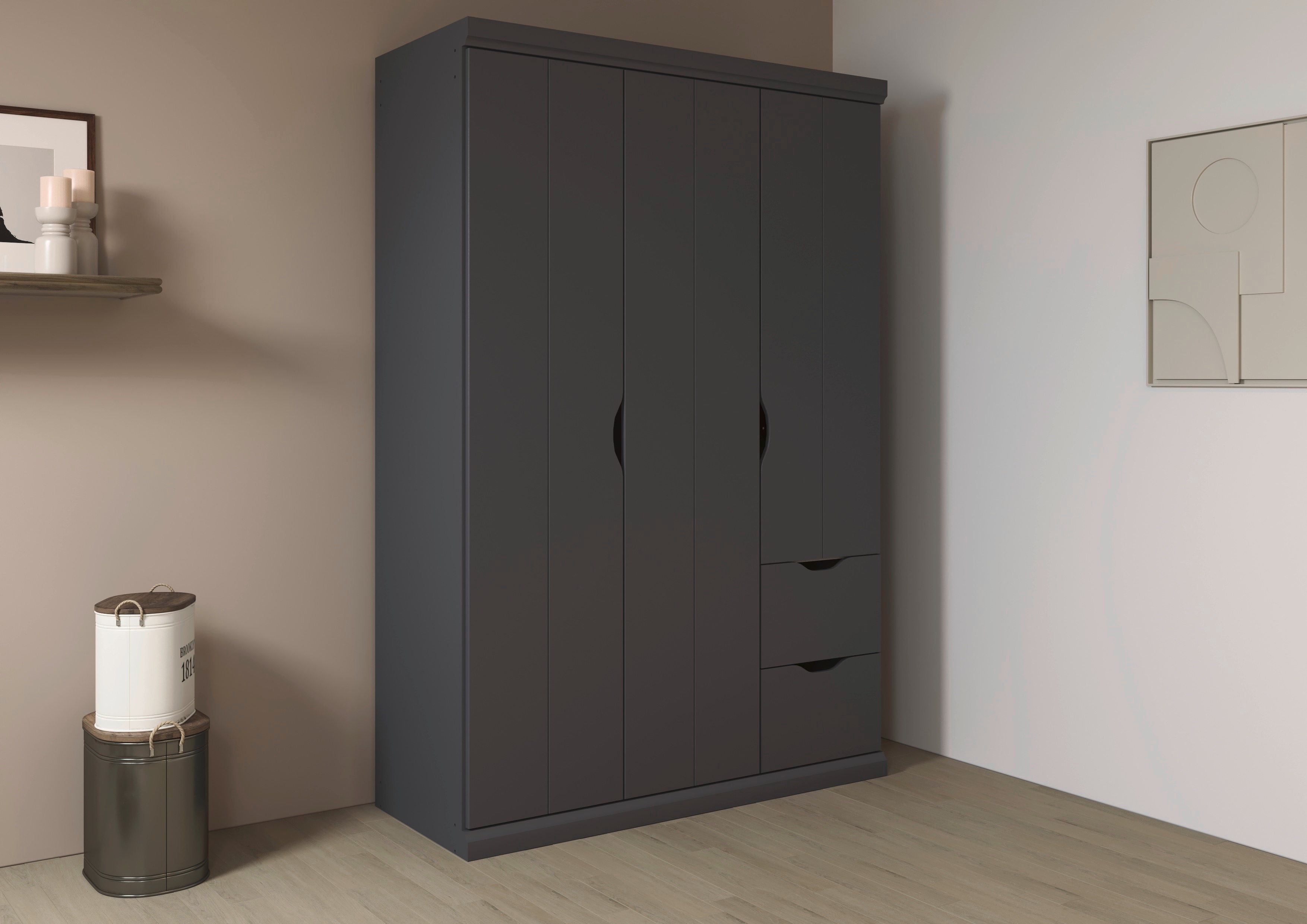 OTTO home Kleiderschrank "Mehrzweckschrank Aktenschrank Möbel Mietswohnung Schlafzimmer MARLENE" 3 verschiedene Ausstattungen BASIC/CLASSIC/PREMIUM (inkl. SOFT-CLOSE), in 3 Breiten 91/136/181 cm im Landhaus-Stil MADE IN GERMANY