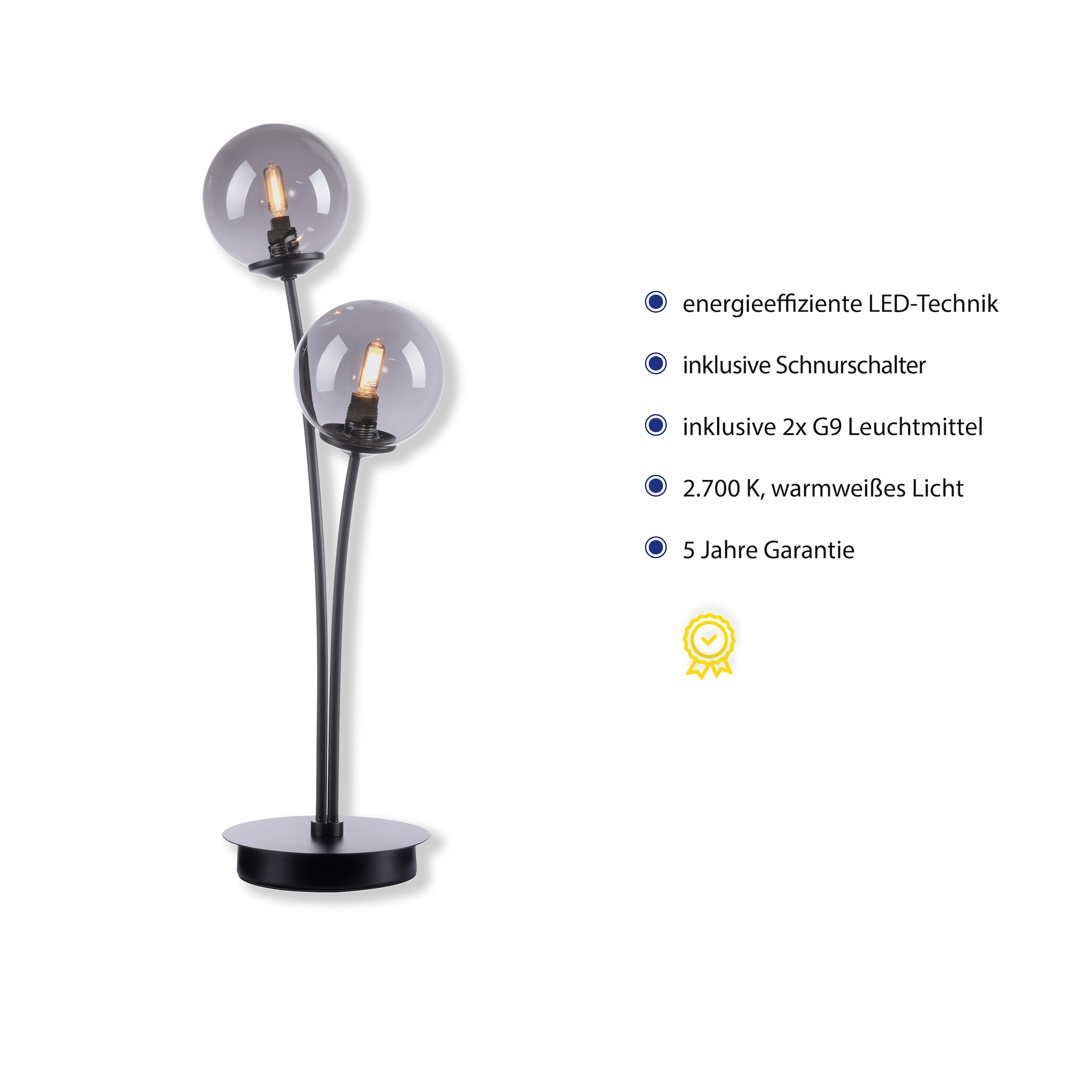 Paul Neuhaus LED Nachttischlampe | flammig-flammig, Schnurschalter Schalter, bestellen BAUR »WIDOW«, 2