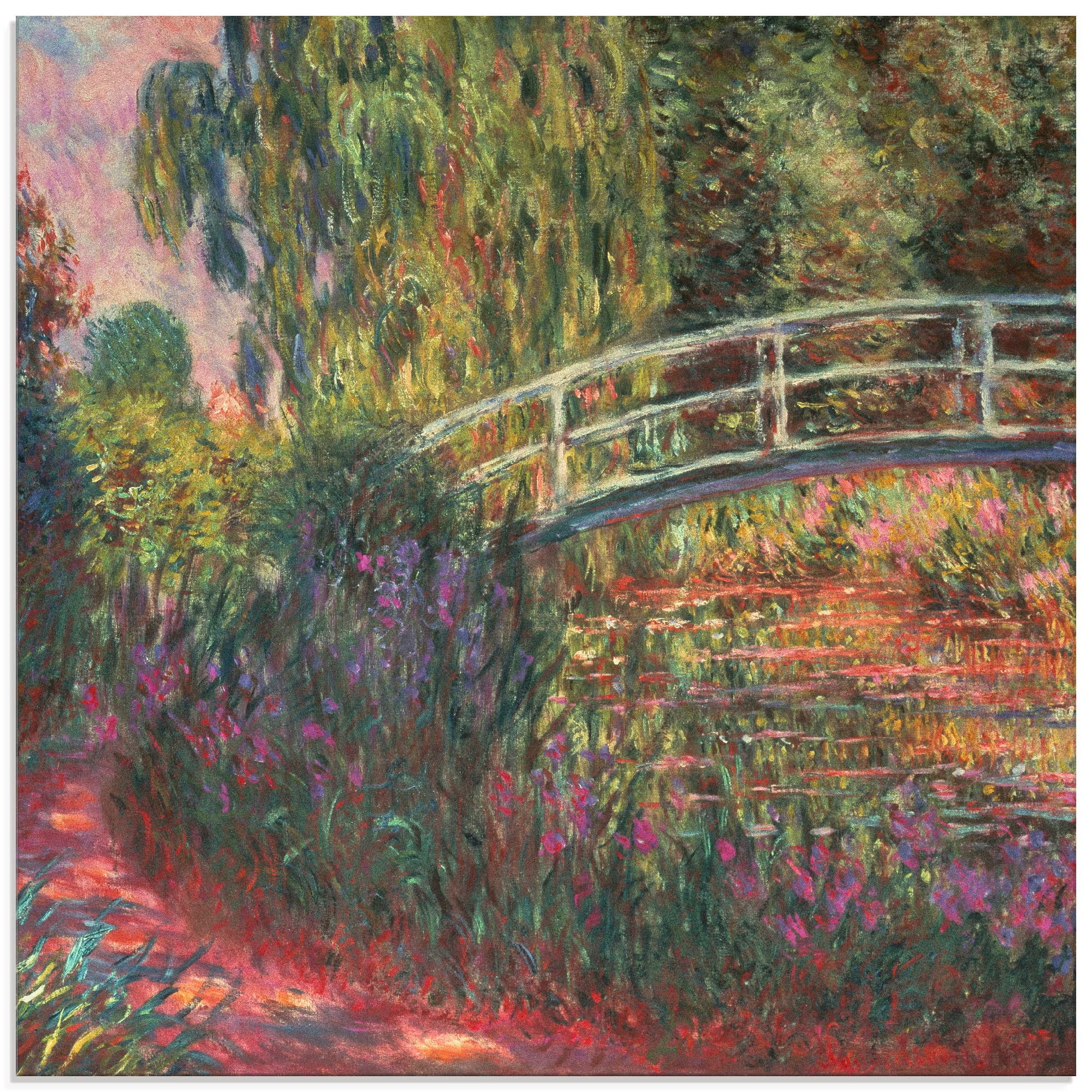 Glasbild »Japanische Brücke im Garten von Giverney«, Garten, (1 St.), in verschiedenen...