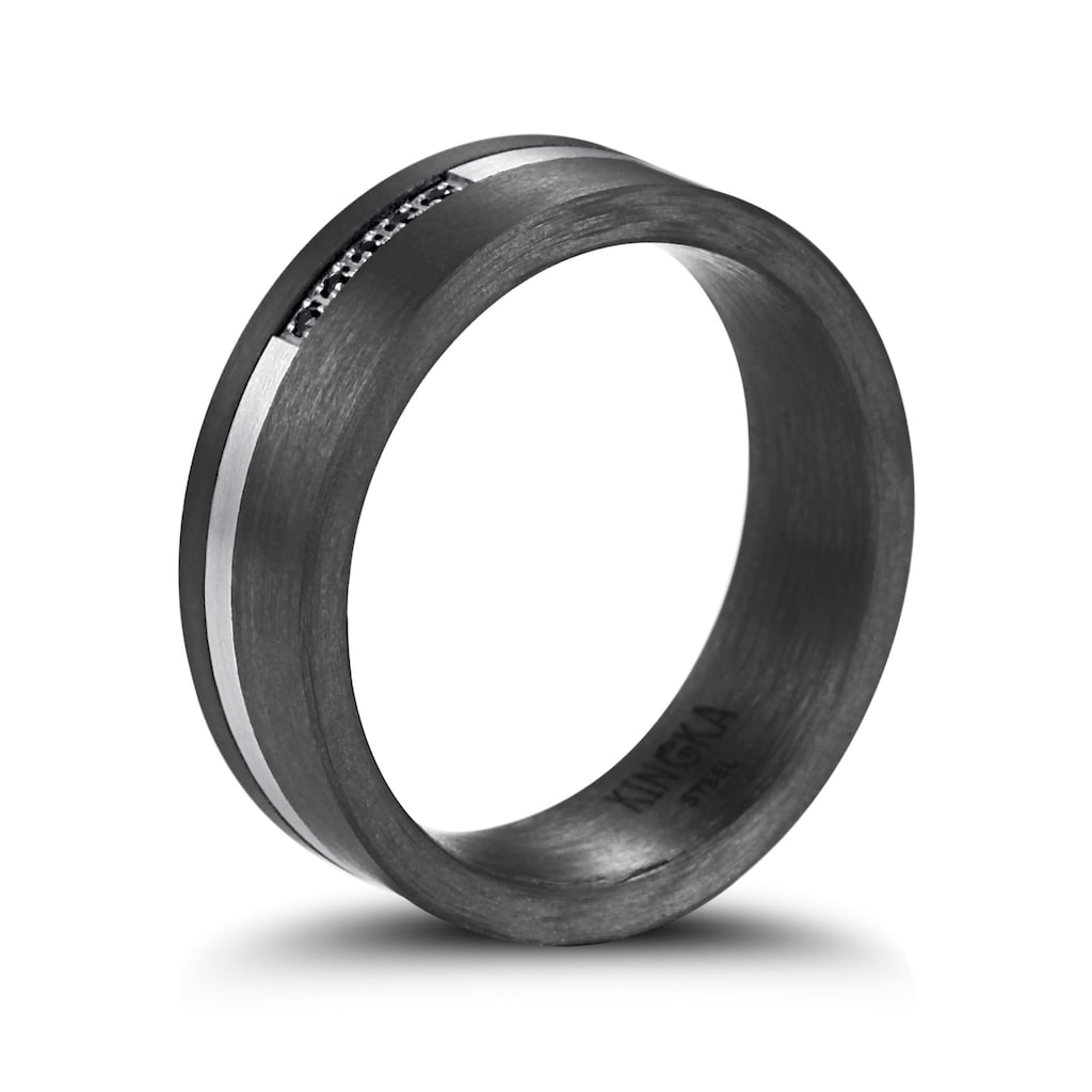 Kingka Partnerring »Carbon, CR022BKS2,3,4,5,6,7,8,9,10«, mit Zirkonia (synth.)