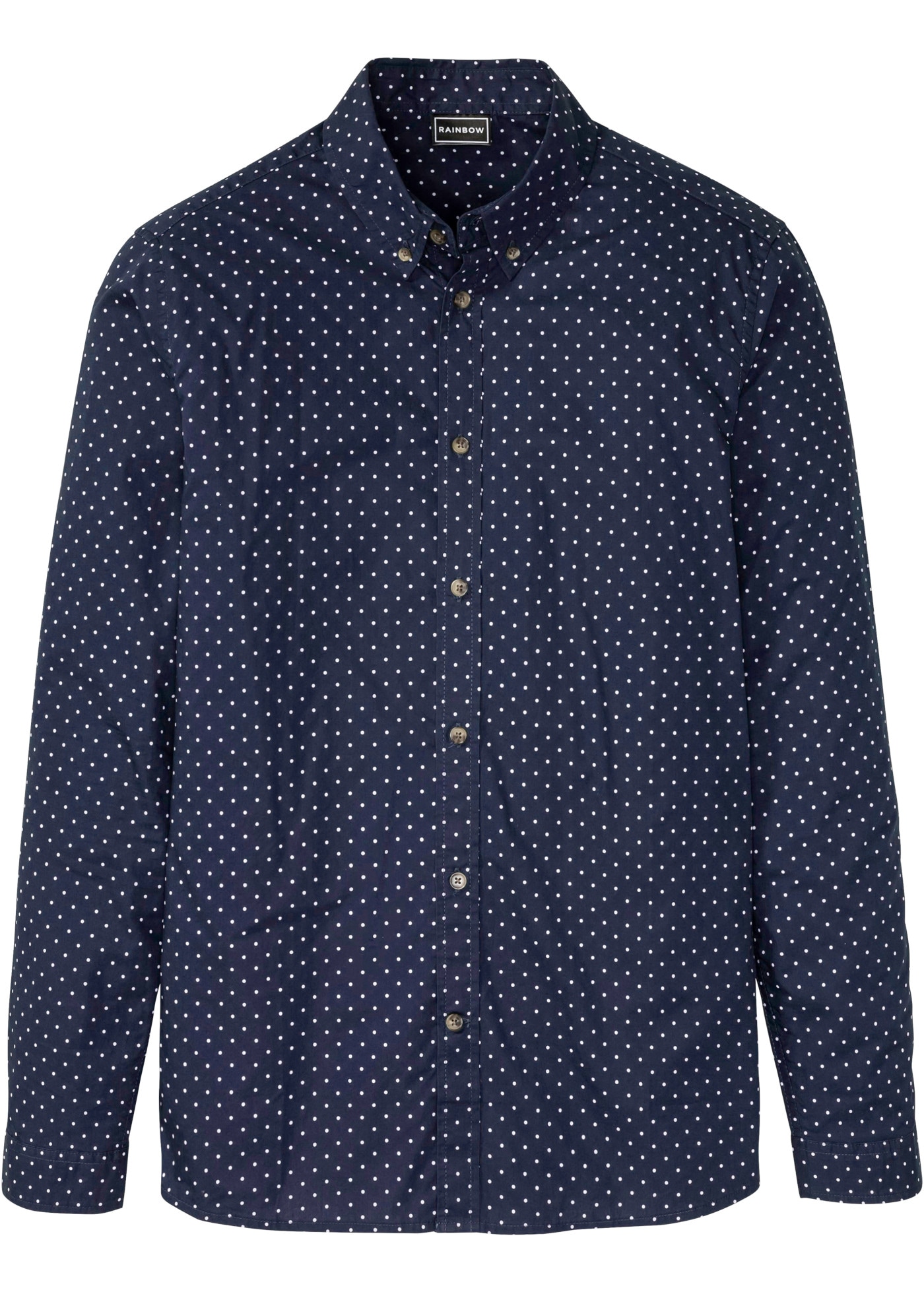 bonprix Langarmhemd aus Baumwolle, Slim Fit, mit Button-down-Kragen