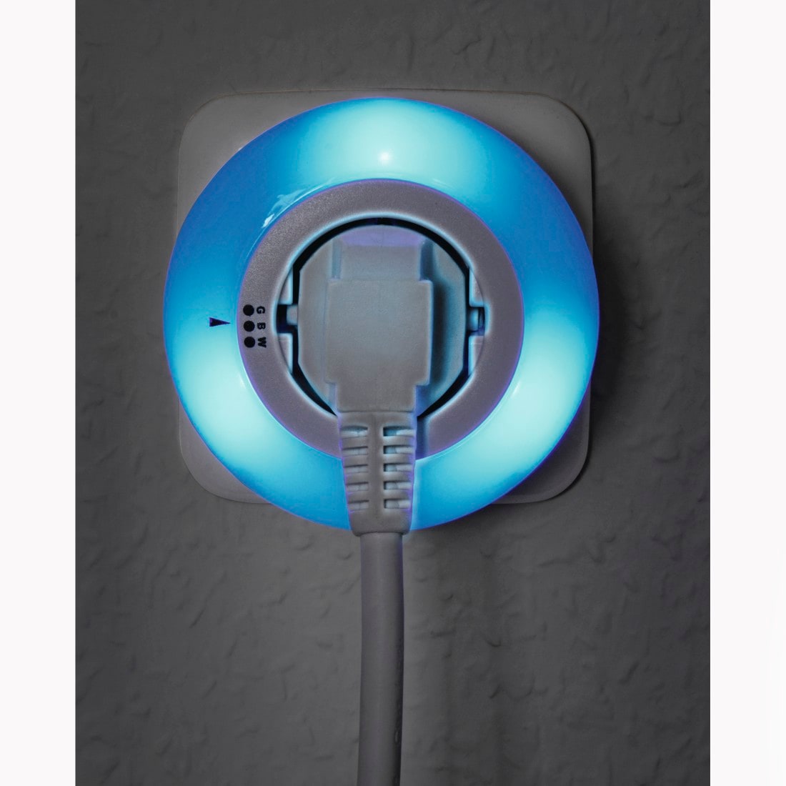 Hama LED Nachtlicht »LED Nachtlicht mit Steckdose, Lichtsensor, Berührungsschutz, 3 Farben«, Weiß, Blau, Grün