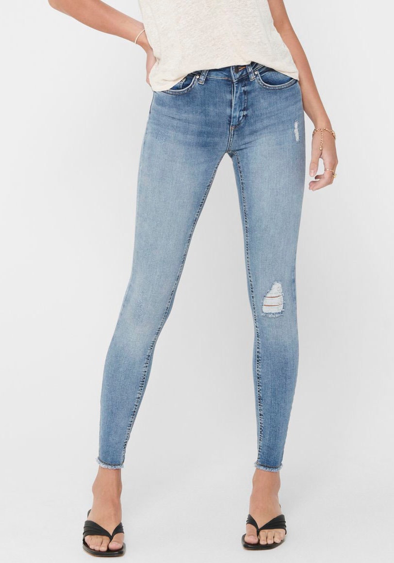 ONLY Ankle-Jeans "ONLBLUSH MID SK ANK RW REA333NOOS", mit Destroyed Effekt