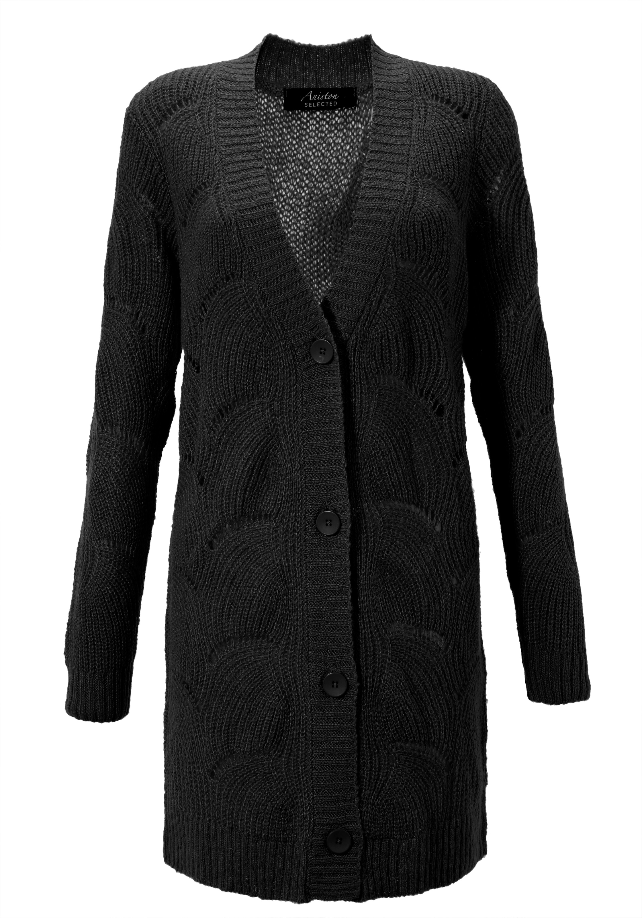 kaufen BAUR Longstrickjacke, SELECTED mit Lochstrick-Muster | Aniston