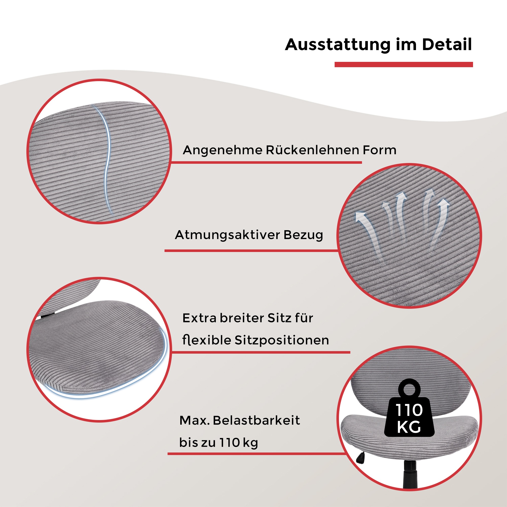 Duo Collection Drehstuhl »Tilo« () 1 Stk.Sitzhöhenverstellung, Wippmechanik, Sicherheitsdoppelrollen