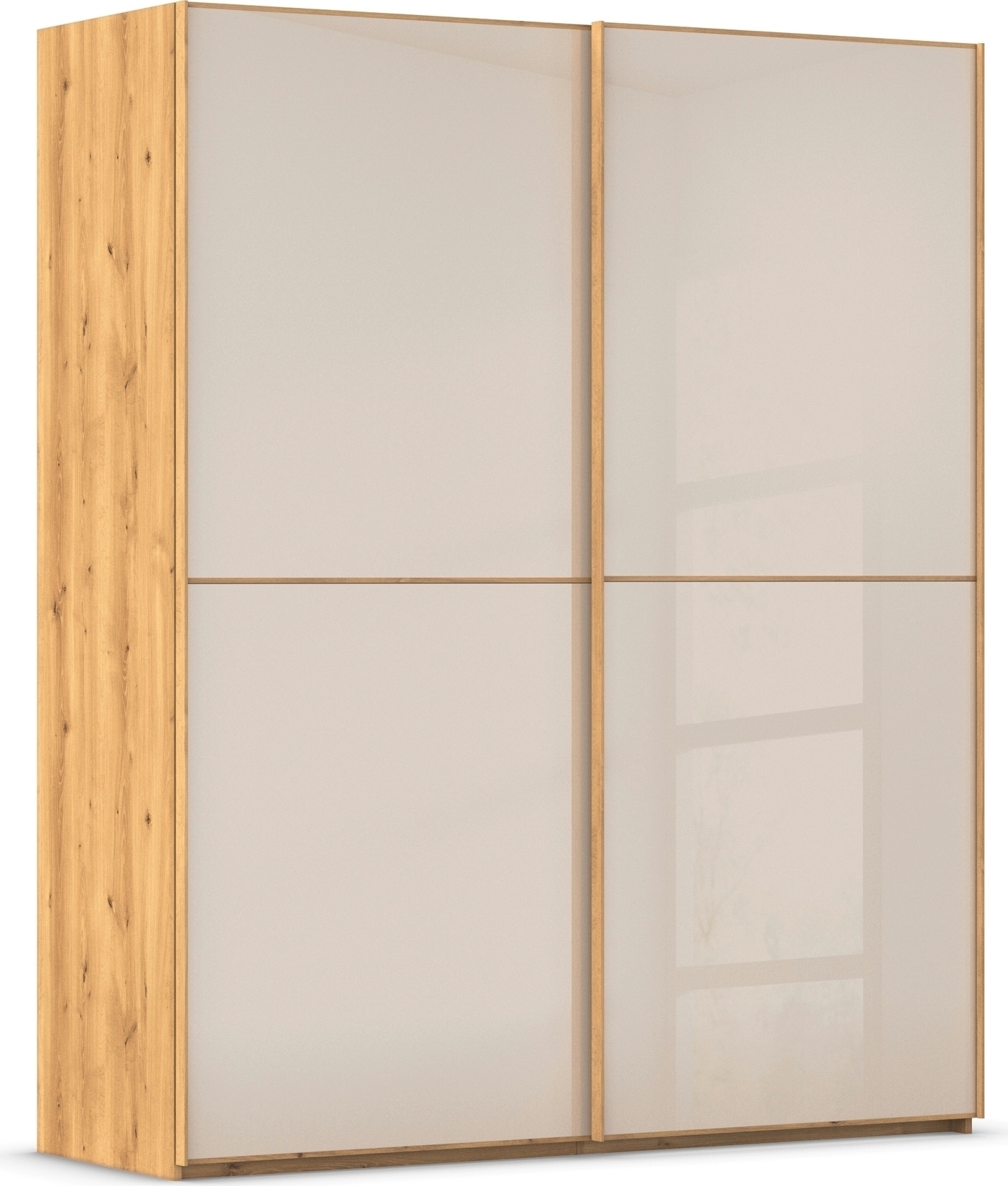 rauch Schwebetürenschrank "Kleiderschrank Schrank Garderobe Schlafzimmerschrank SCALE-DUO" edle zweigeteilte Türen Glas-Front mit 3 Zierleisten MADE IN GERMANY