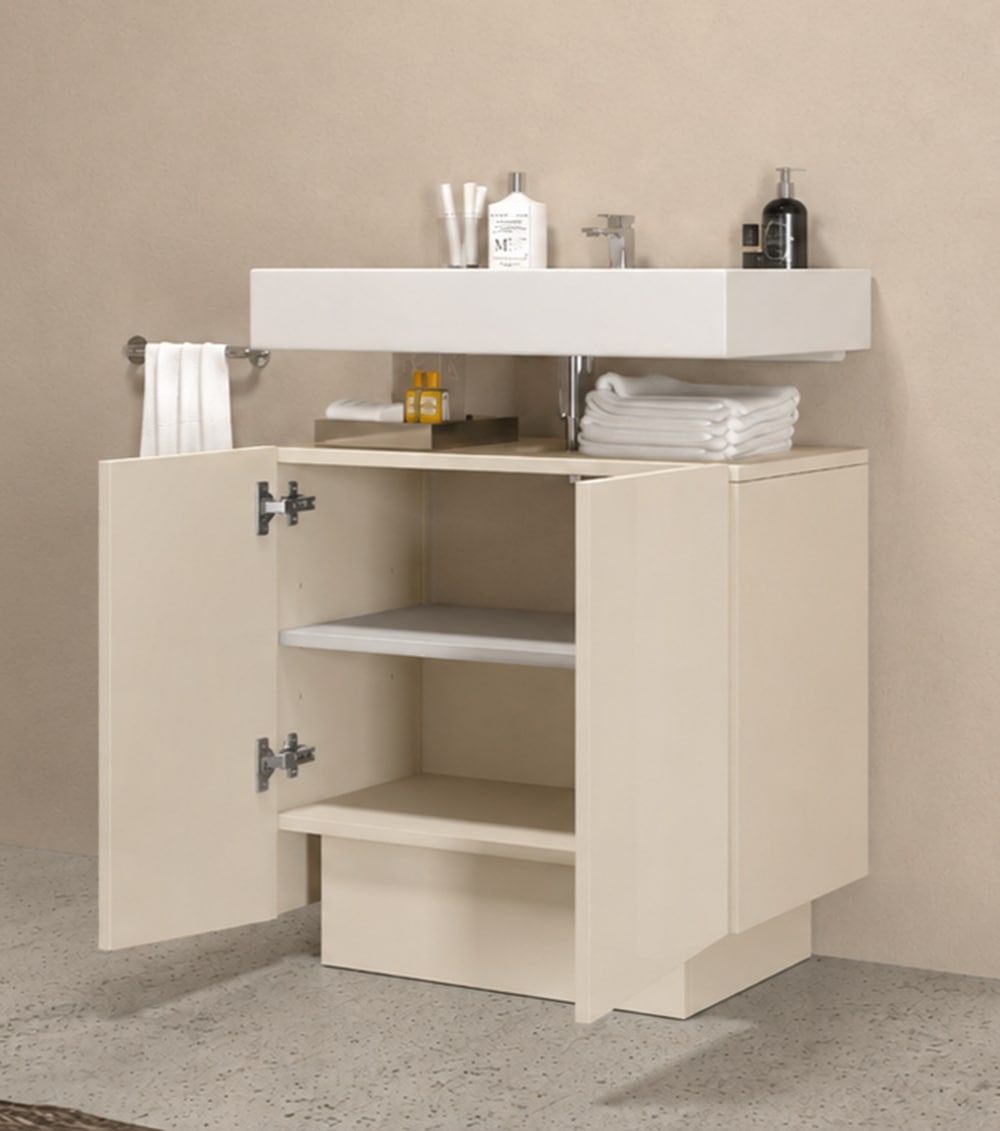 welltime Waschbeckenunterschrank »Vela,Breite 60cm, 2 Türen, 2 Fächer, mit Siphonausschnitt« 1 Stk. tlg. Waschbeckenunterschrank,Waschtisch,Design mit schrägen Türen