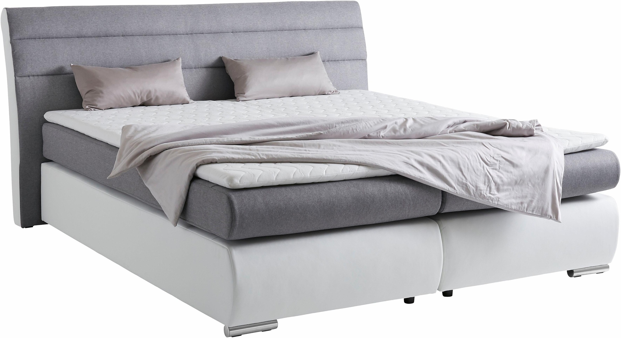 Places of Style Boxspringbett »Luna«, in Struktur-/Kunstleder-Mix, Überlänge 220 cm, bis zu 3 Härtegrade