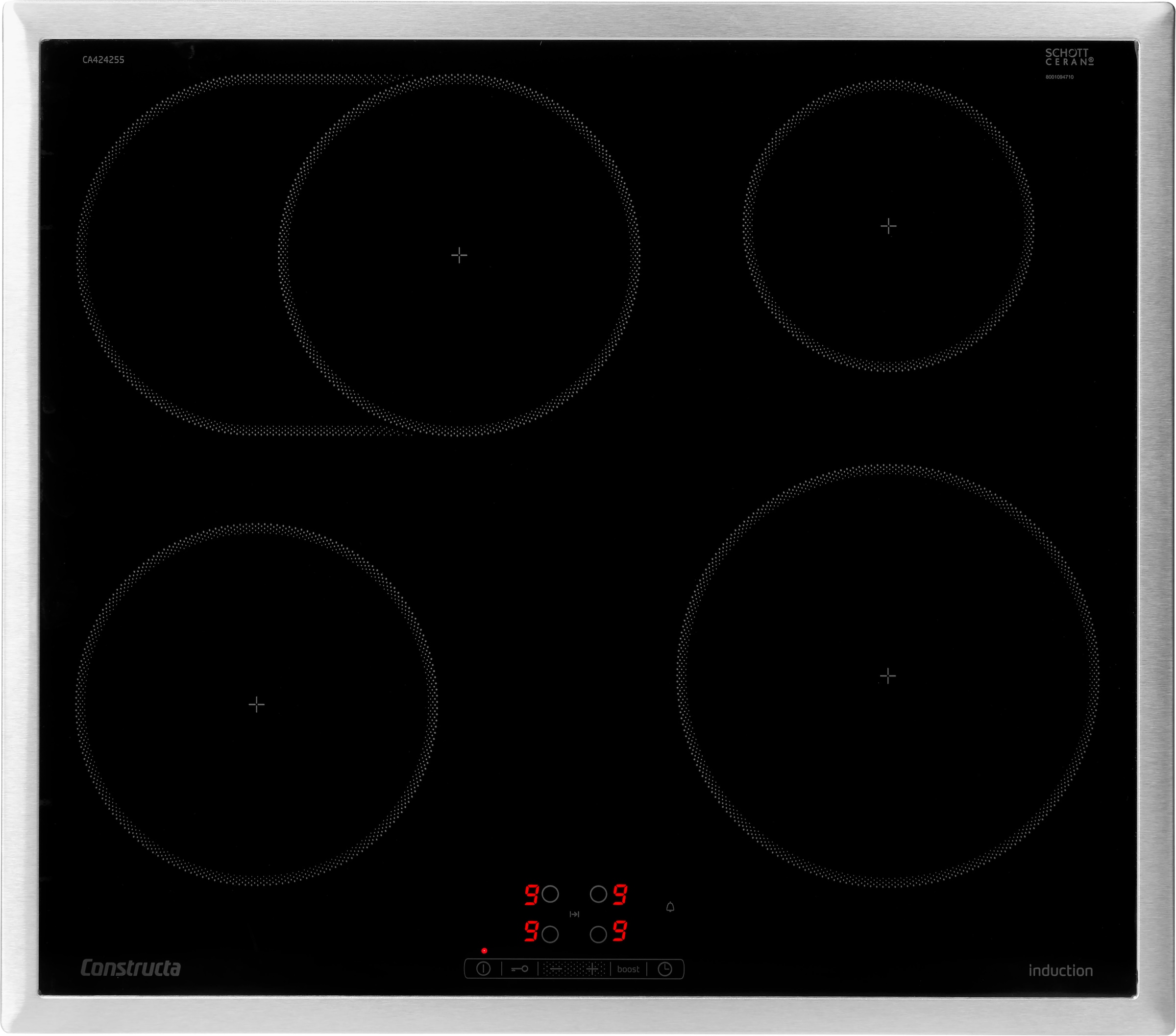 CONSTRUCTA Induktions-Kochfeld "CA424255", B:58,3cm H:5,5cm T:51,3cm, silber, Kochfelder